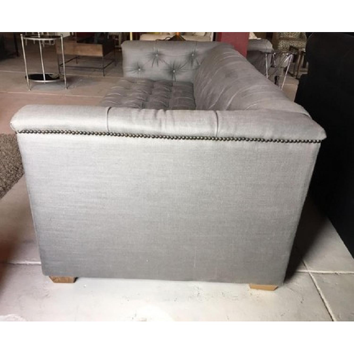 Restoration Hardware Tufted Grey Sofa - image-4