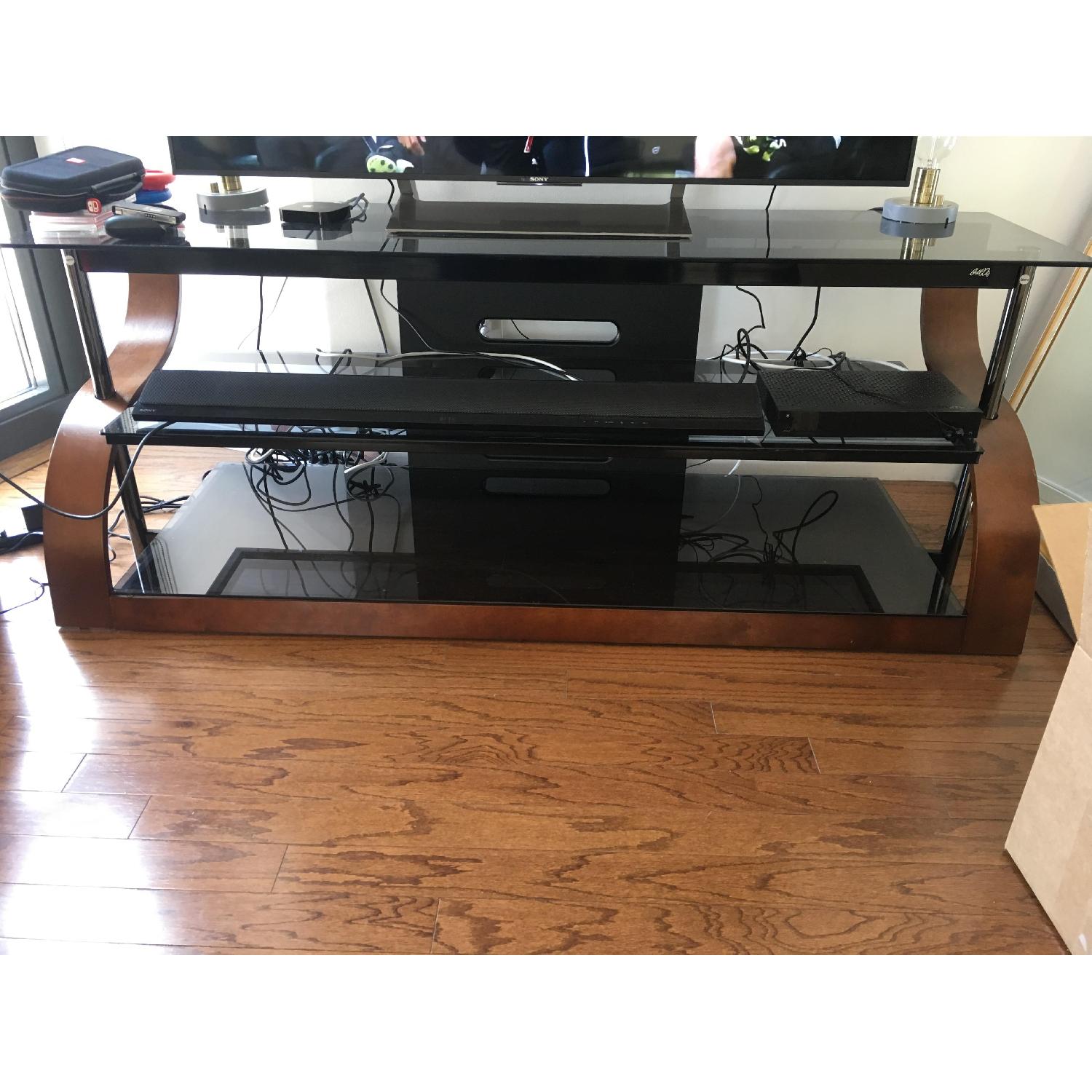 Bell'O Curved Wood & Glass TV Stand - image-1