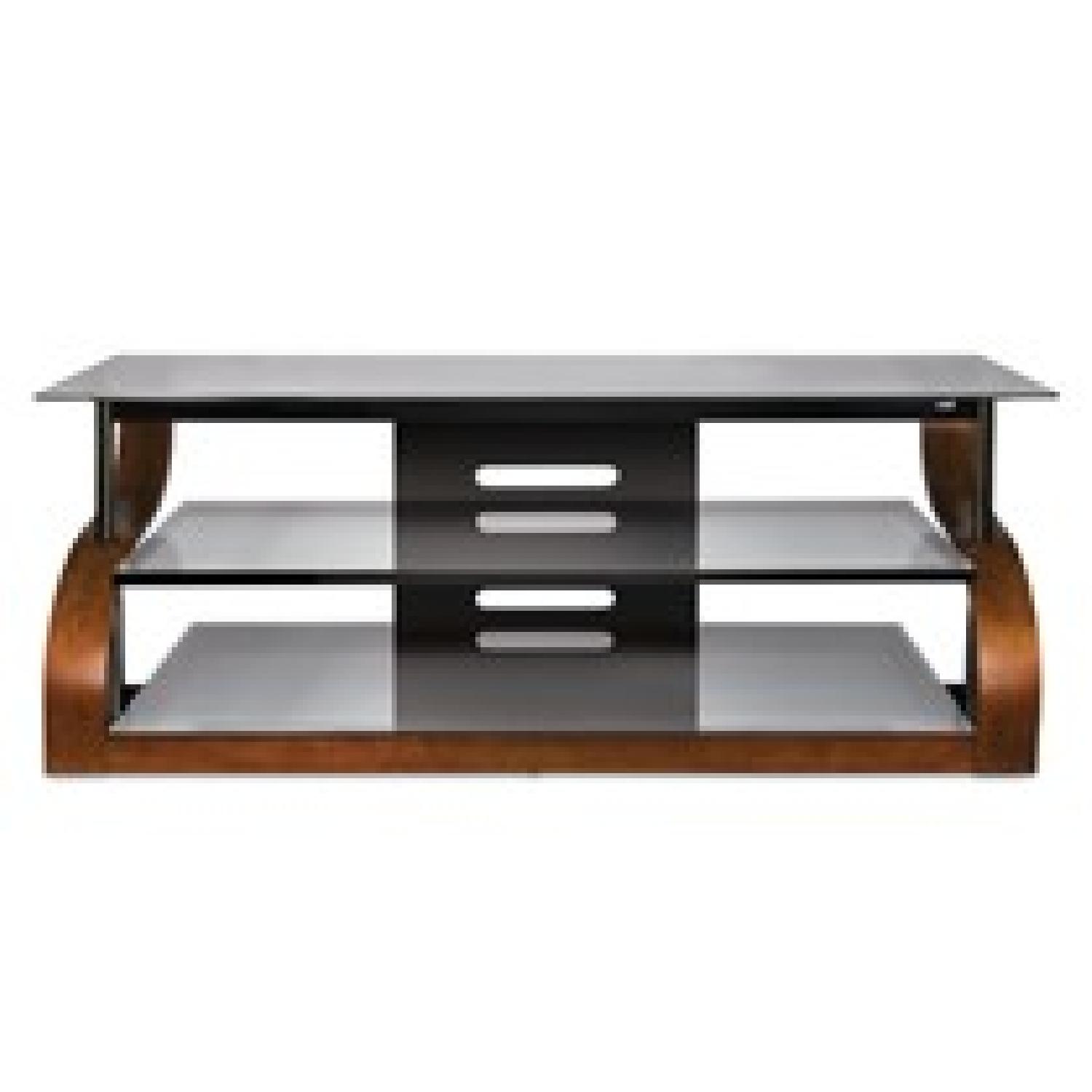 Bell'O Curved Wood & Glass TV Stand - image-0