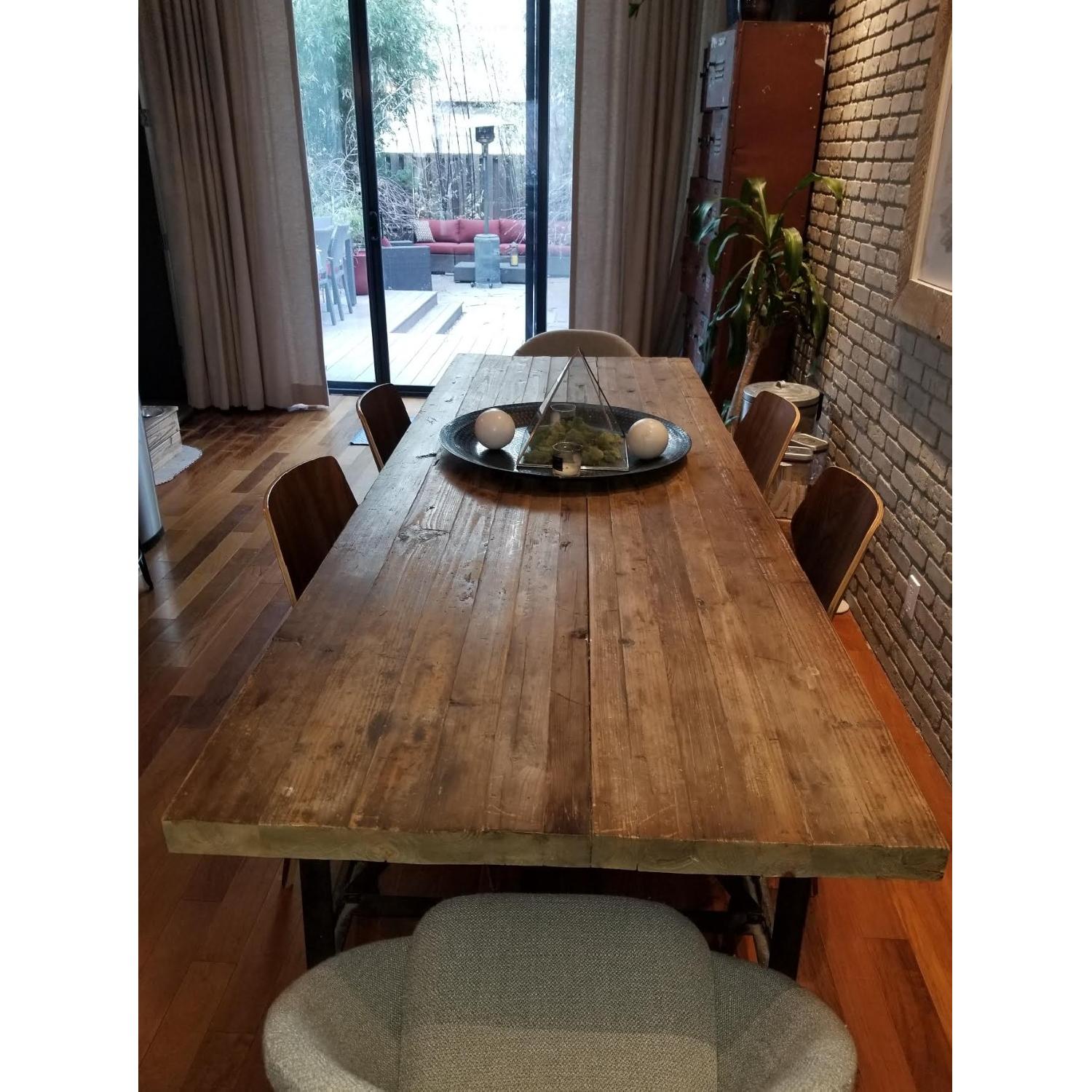 Reclaimed Wood Dining Table w/ Wrought Iron Legs - image-3
