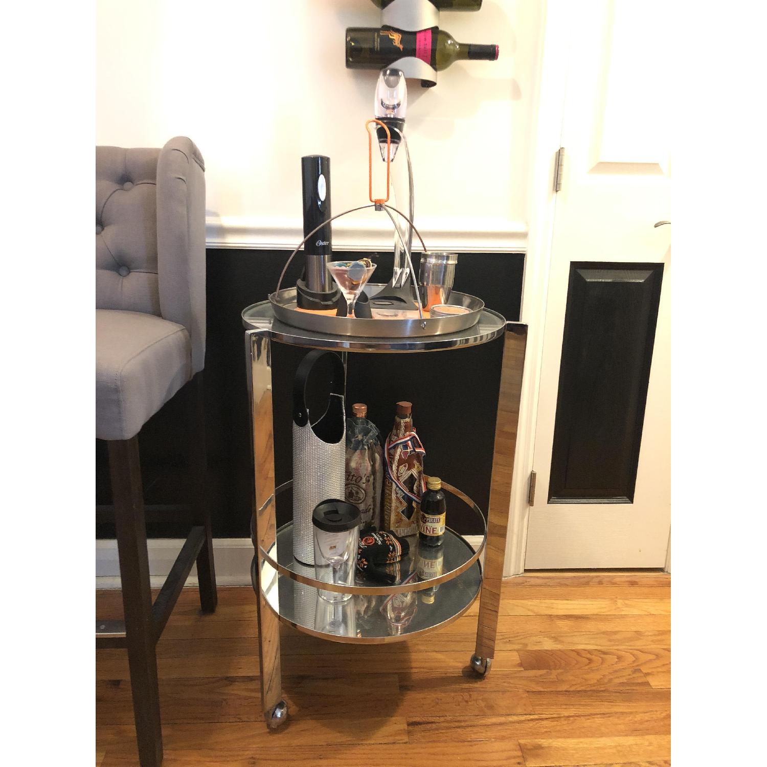CB2 Ernest Glass/Chrome Bar Cart - image-1