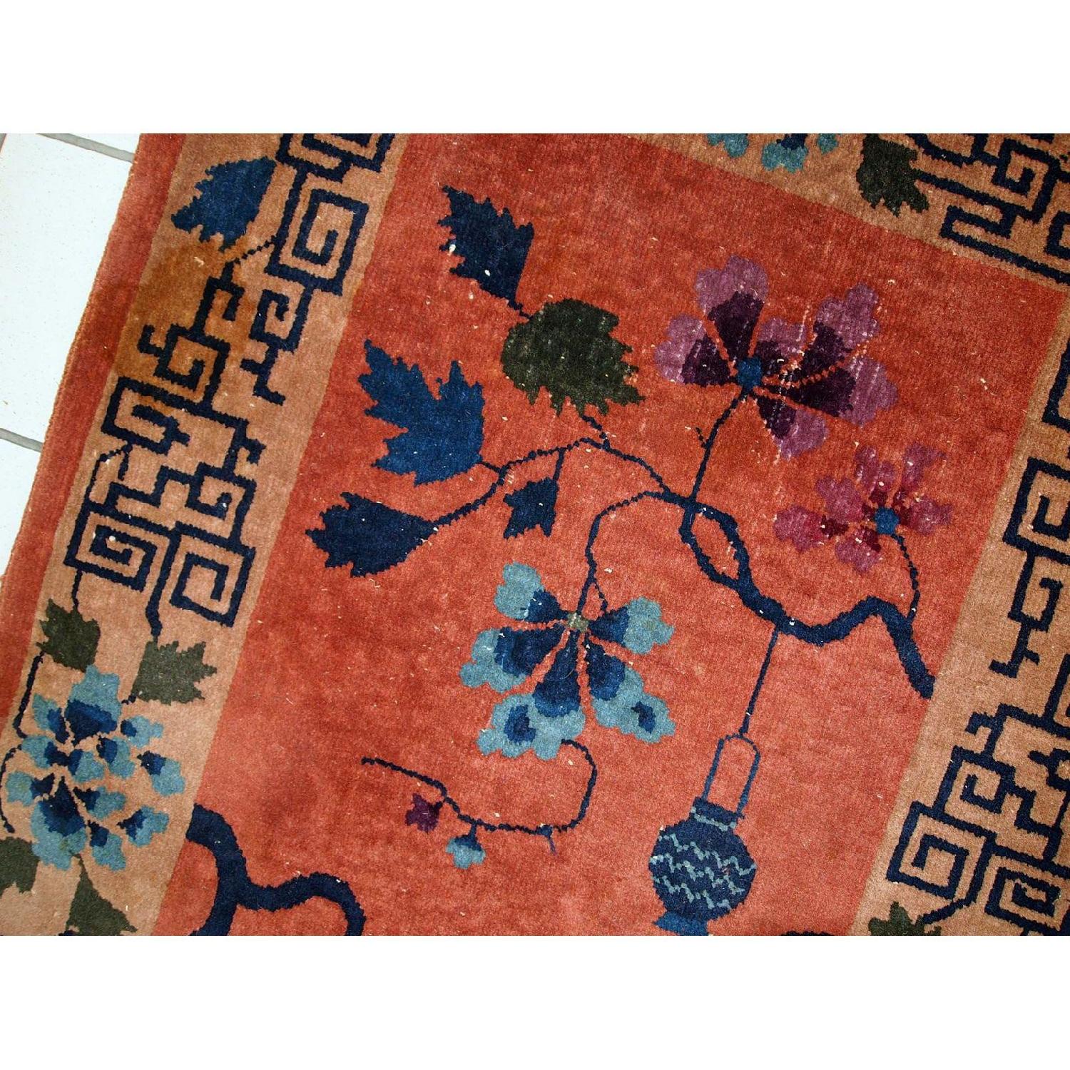 Vintage 1920s Handmade Chinese Art Deco Rug - image-7