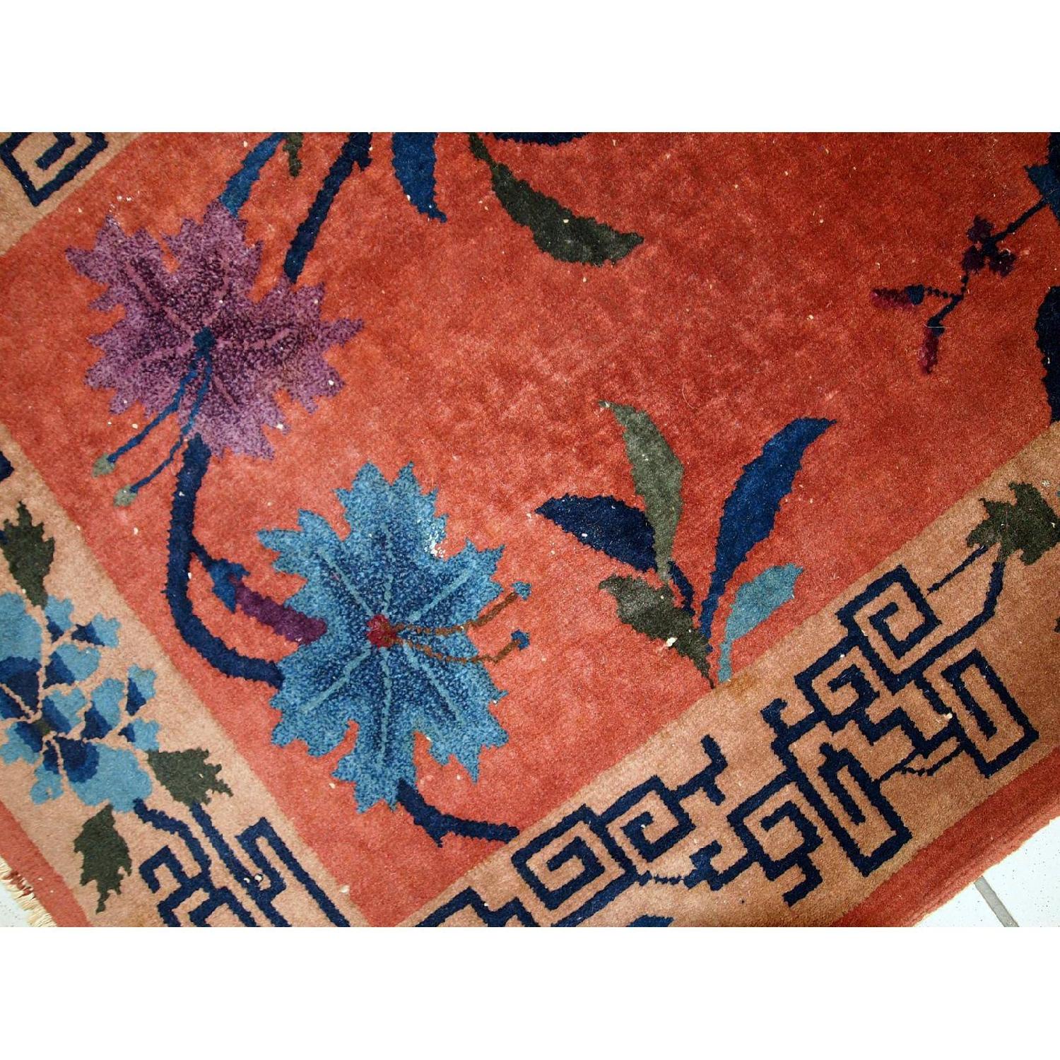 Vintage 1920s Handmade Chinese Art Deco Rug - image-8