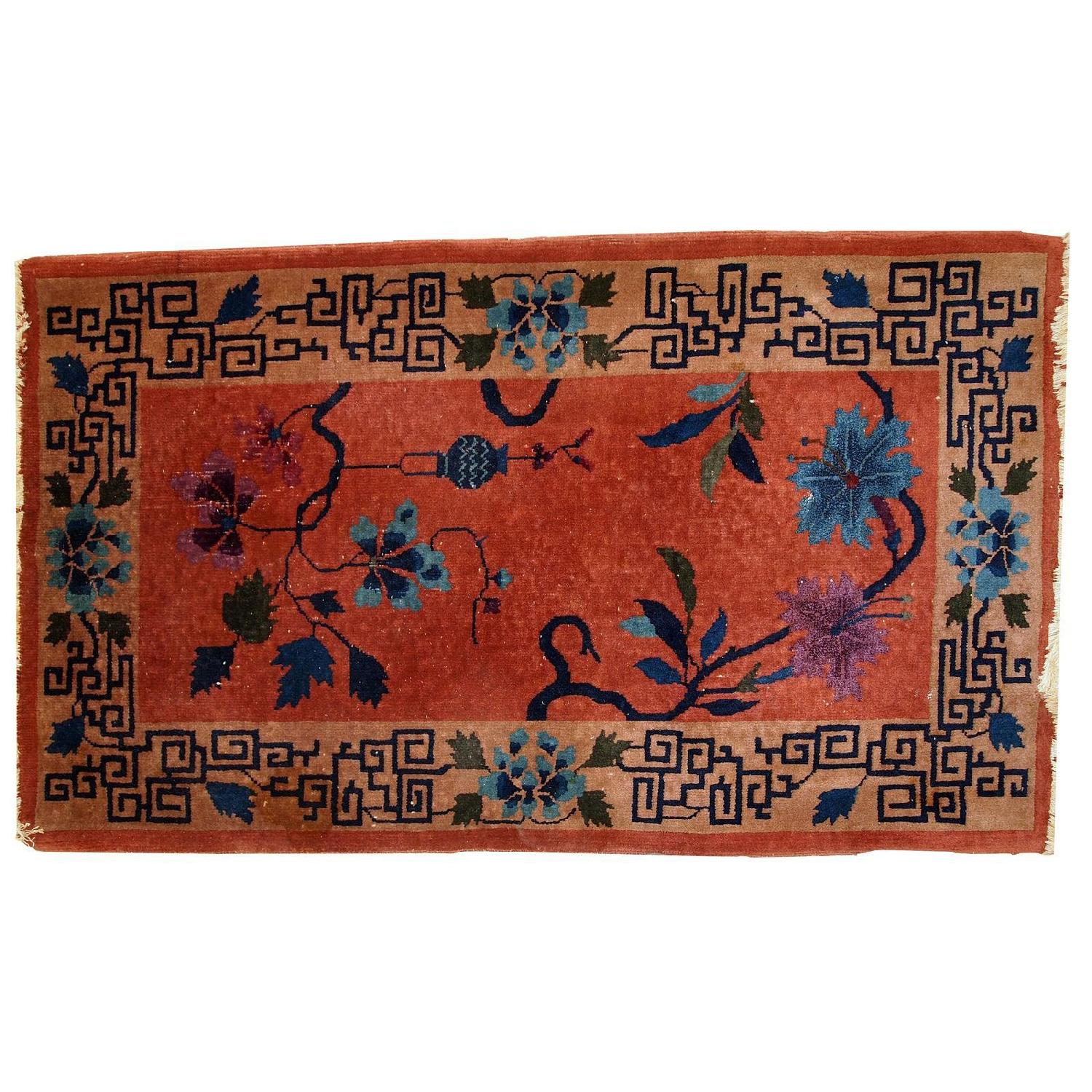 Vintage 1920s Handmade Chinese Art Deco Rug - image-10