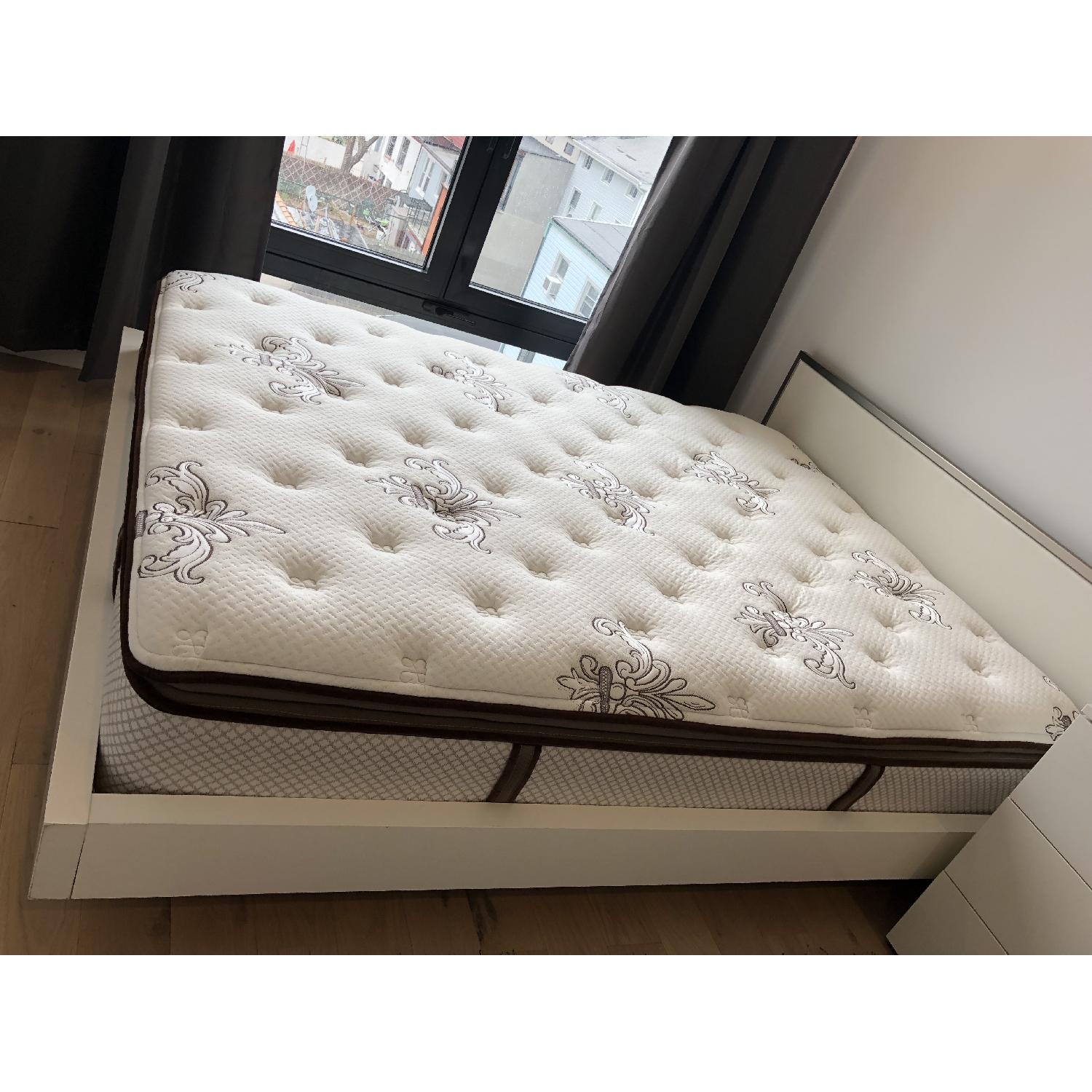 BoConcept White Lacquer Bed Frame w/ Headboard - image-1