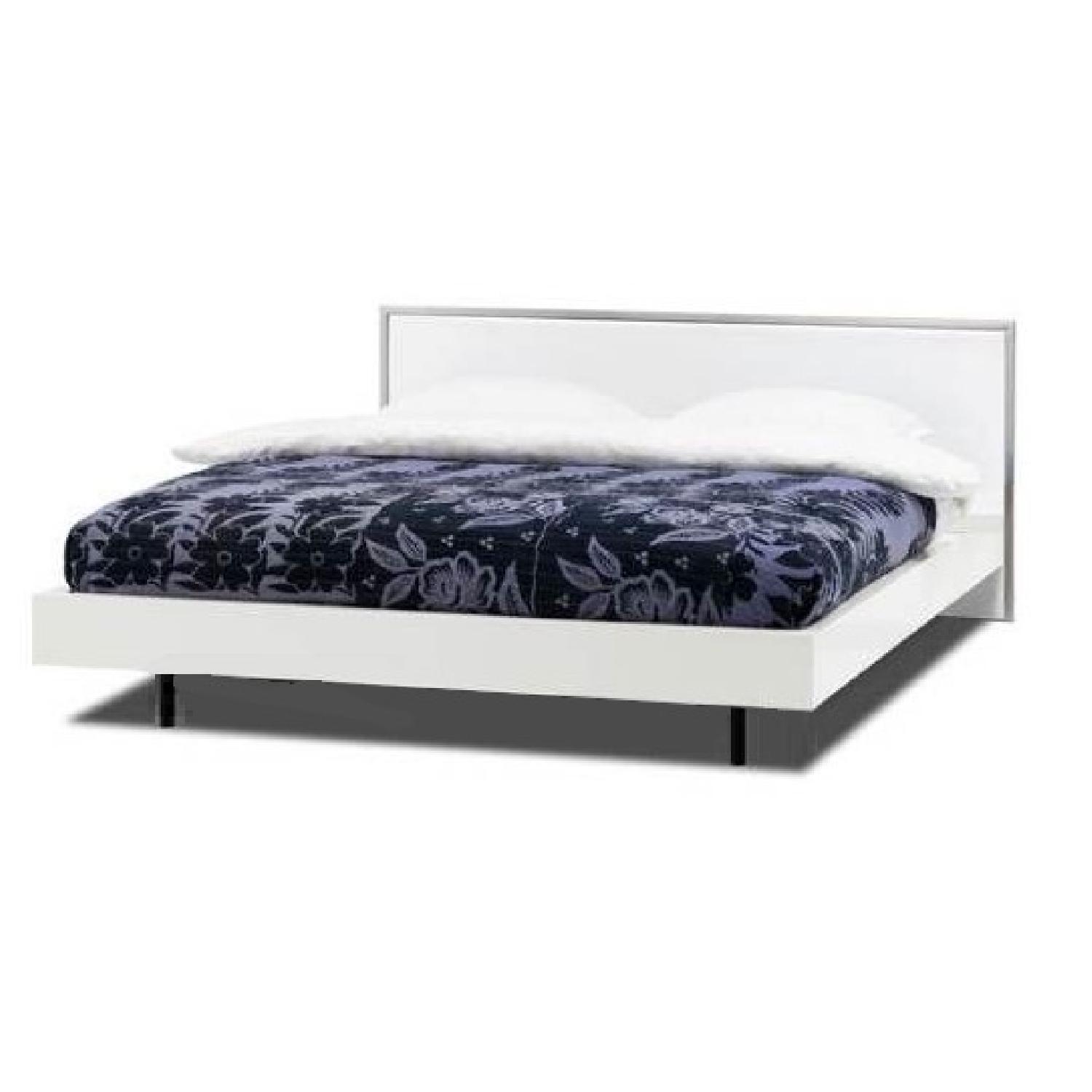 BoConcept White Lacquer Bed Frame w/ Headboard AptDeco