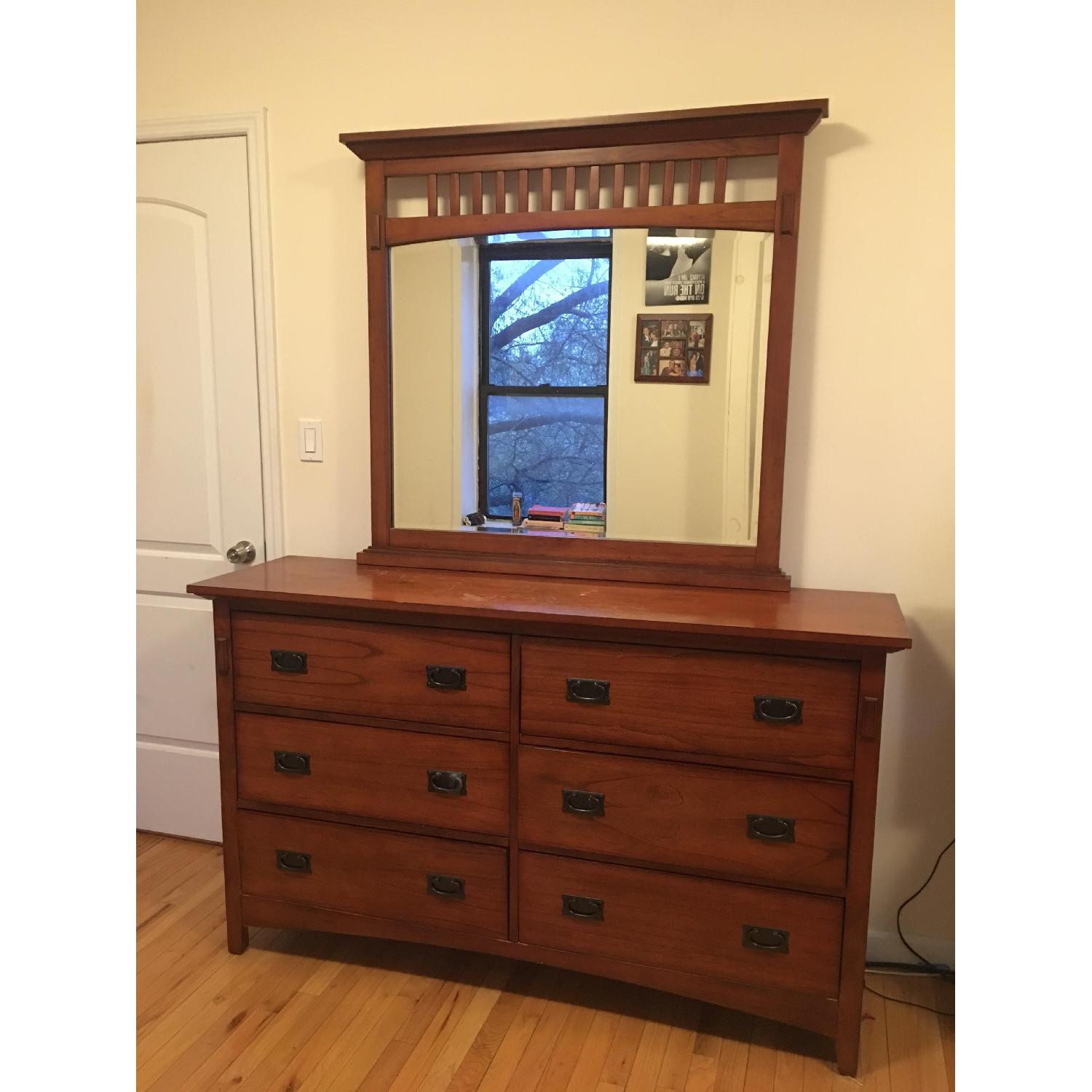 Bob's Dark Maple Wood Mission Oak Dresser w/ Mirror - image-1