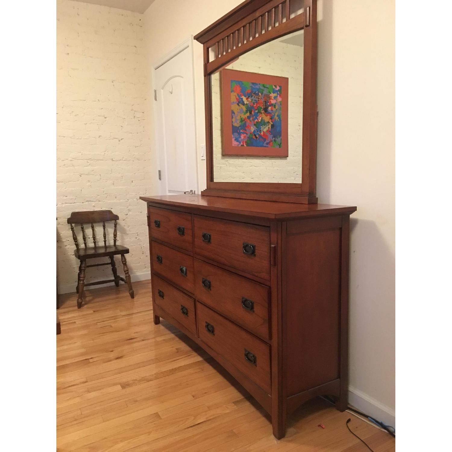 Bob's Dark Maple Wood Mission Oak Dresser w/ Mirror - image-2