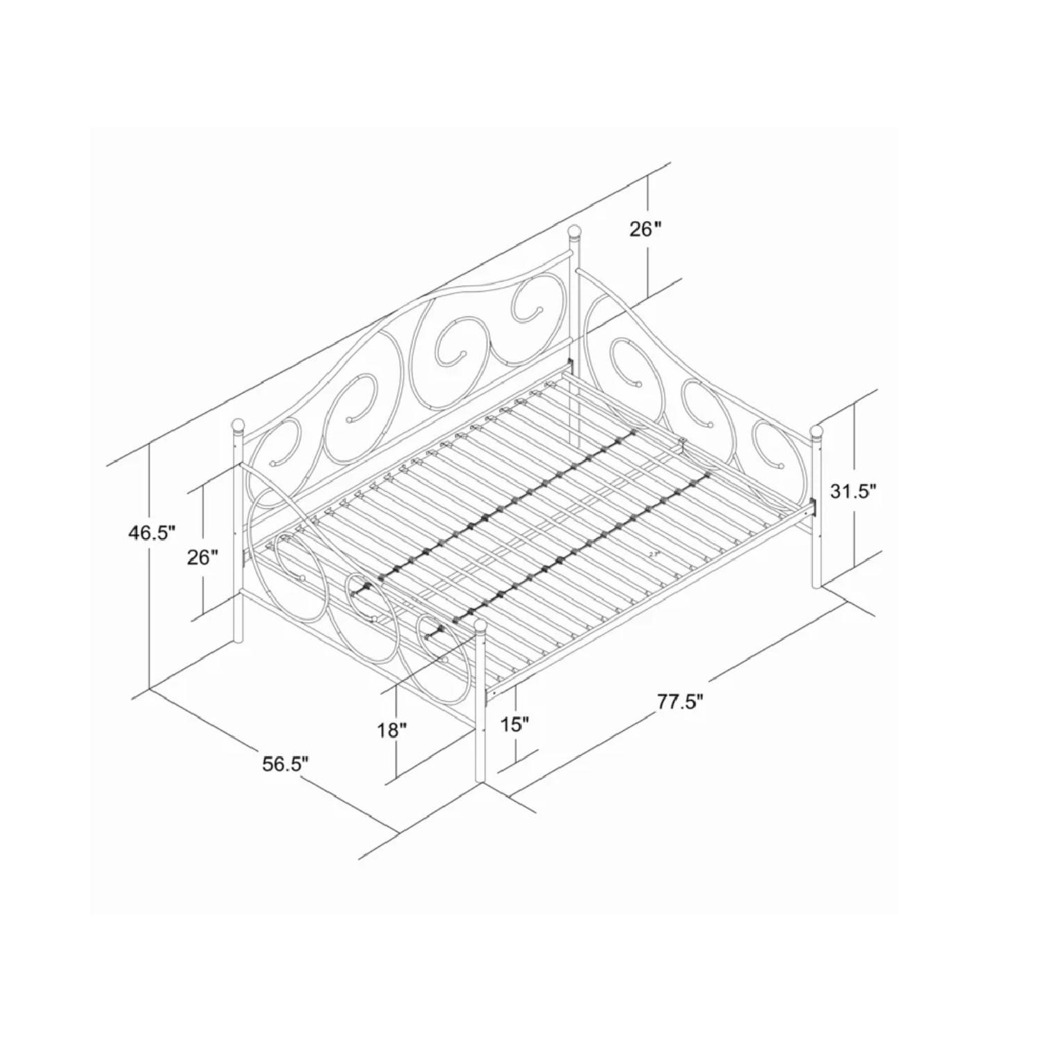 Winston Porter Yolanda Metal White Scroll Daybed AptDeco