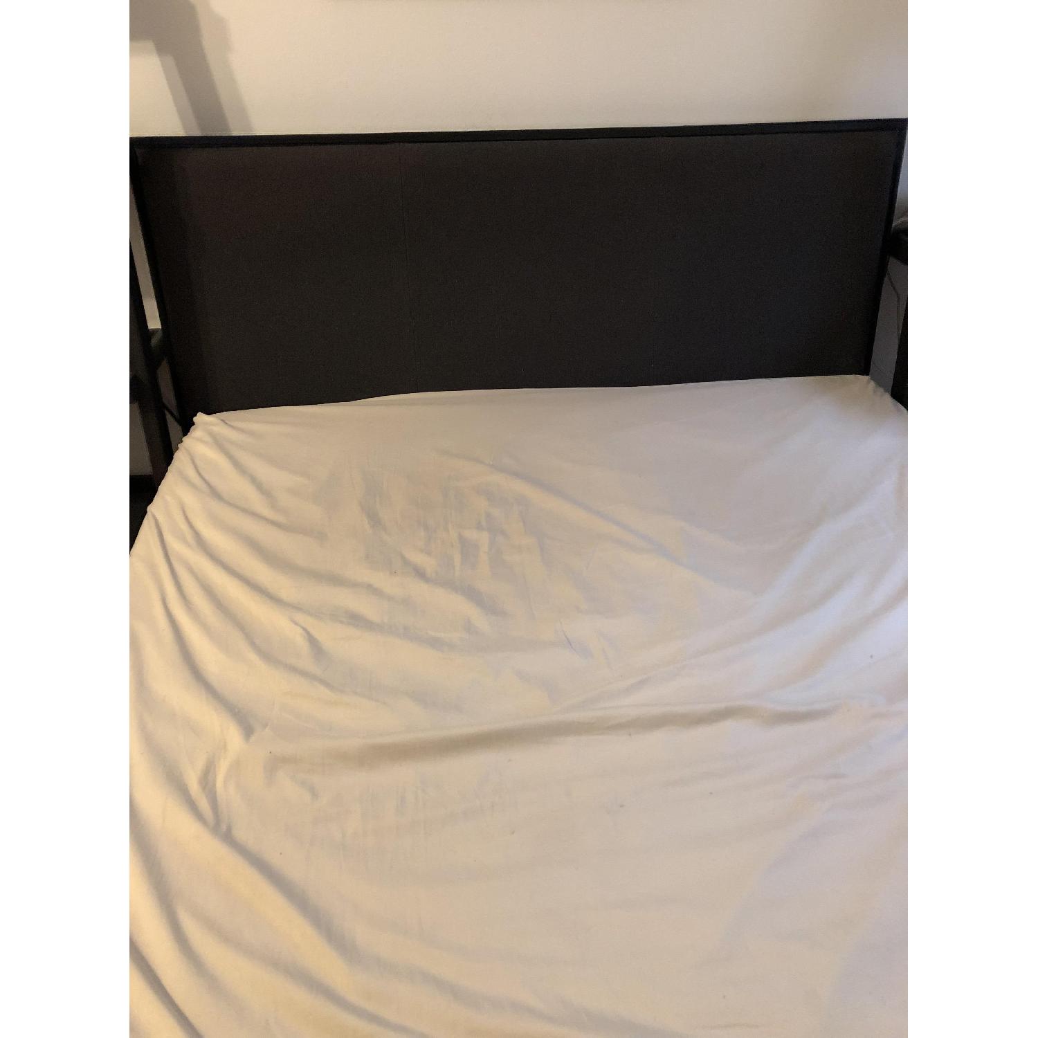 Crate & Barrel Metal Bed Frame w/ Upholstered Headboard - image-1