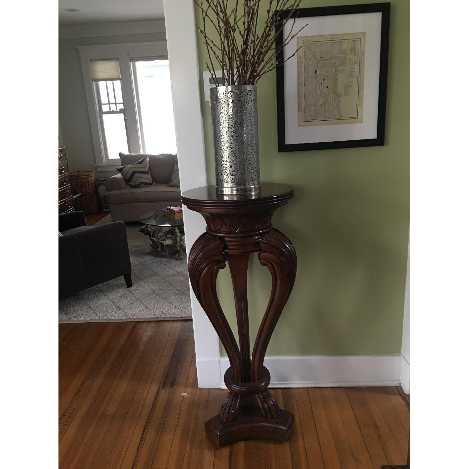 Antique Style Decorative Wood Pedestal Side Table - image-1