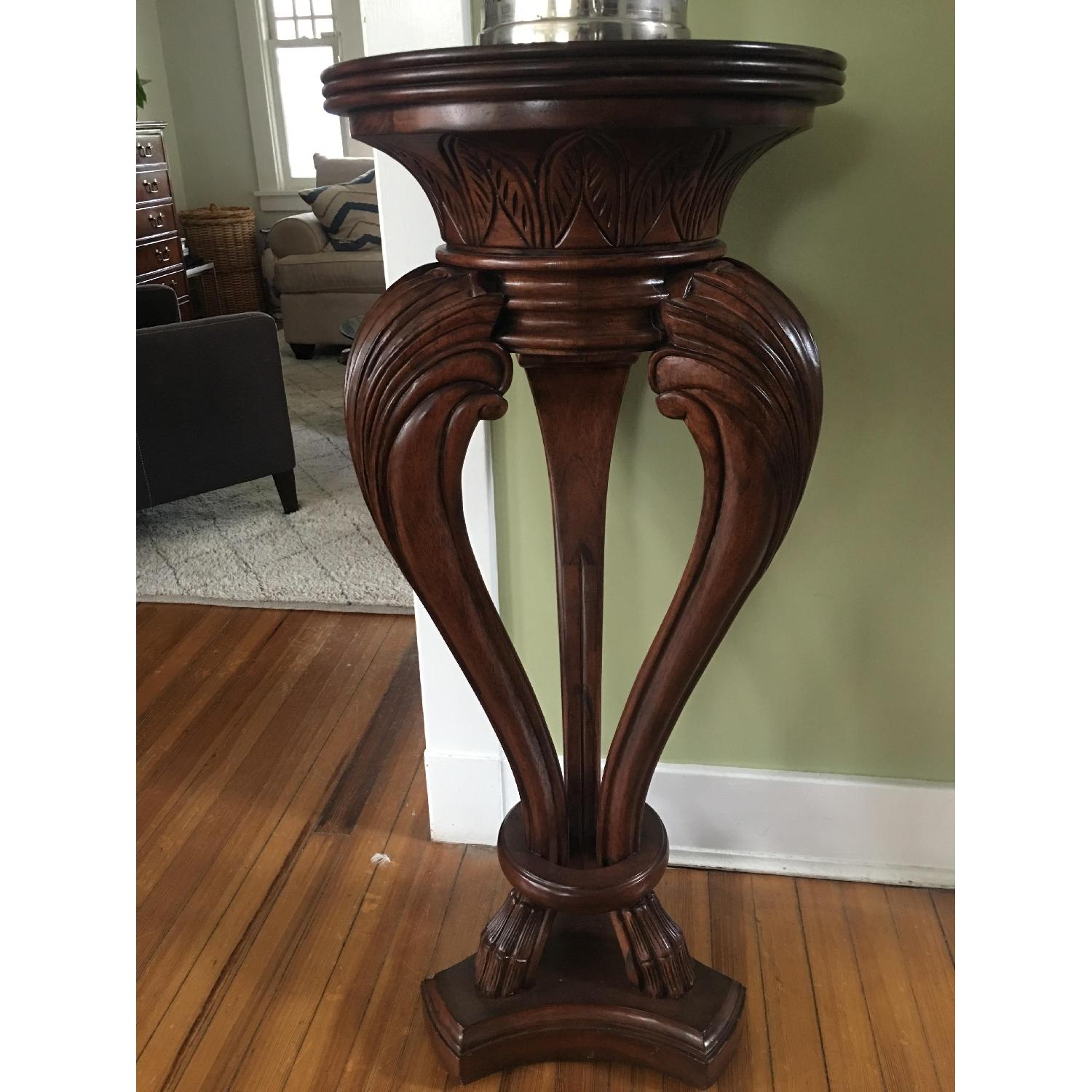 Antique Style Decorative Wood Pedestal Side Table - image-2