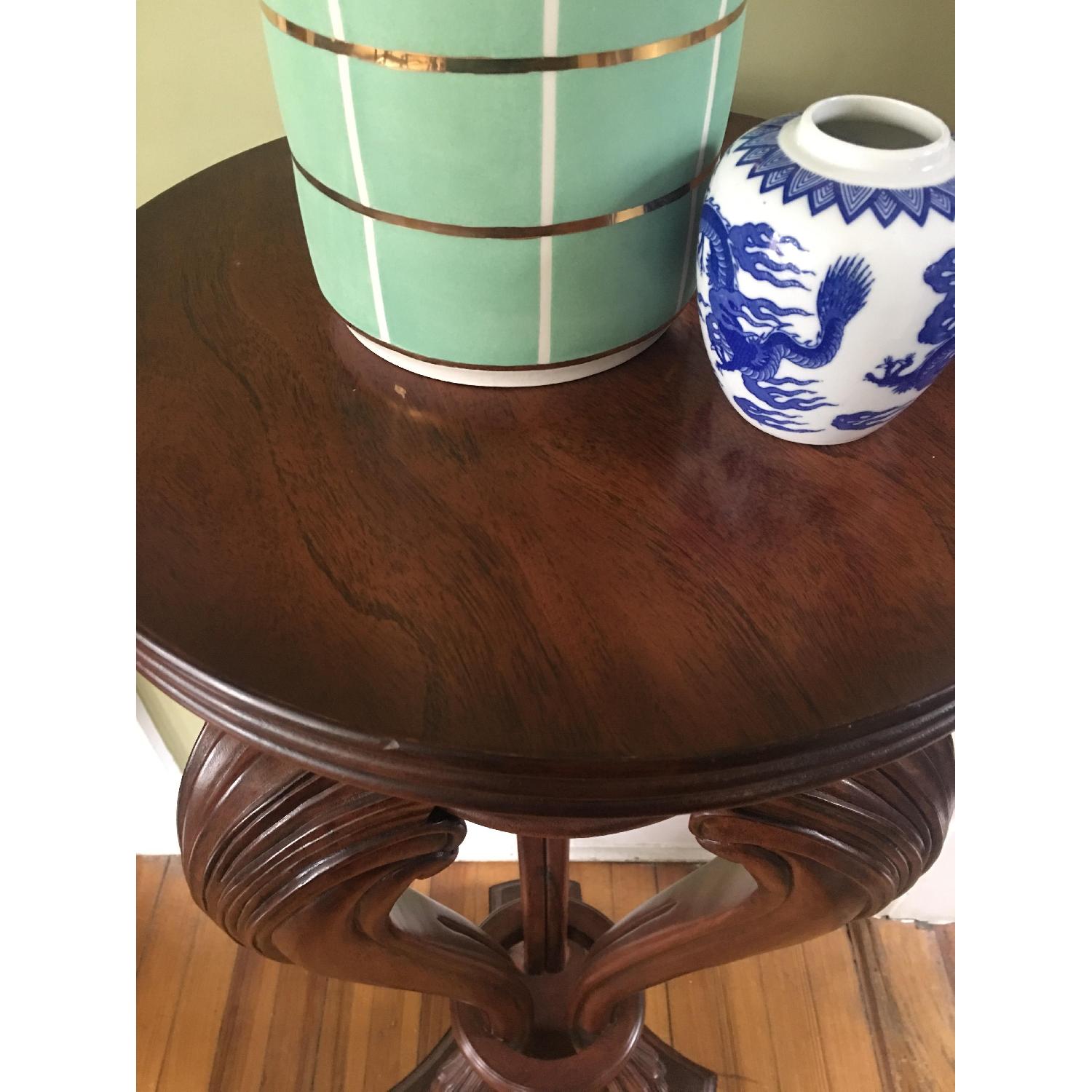 Antique Style Decorative Wood Pedestal Side Table - image-4