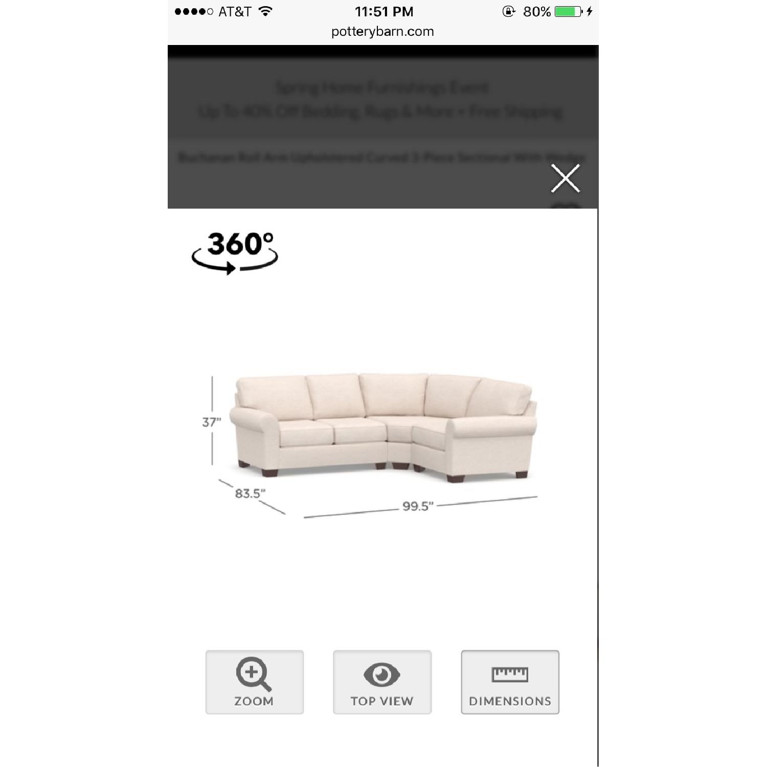 Pottery Barn Buchanan Upholstered 3 Piece Curved Sectional - image-6