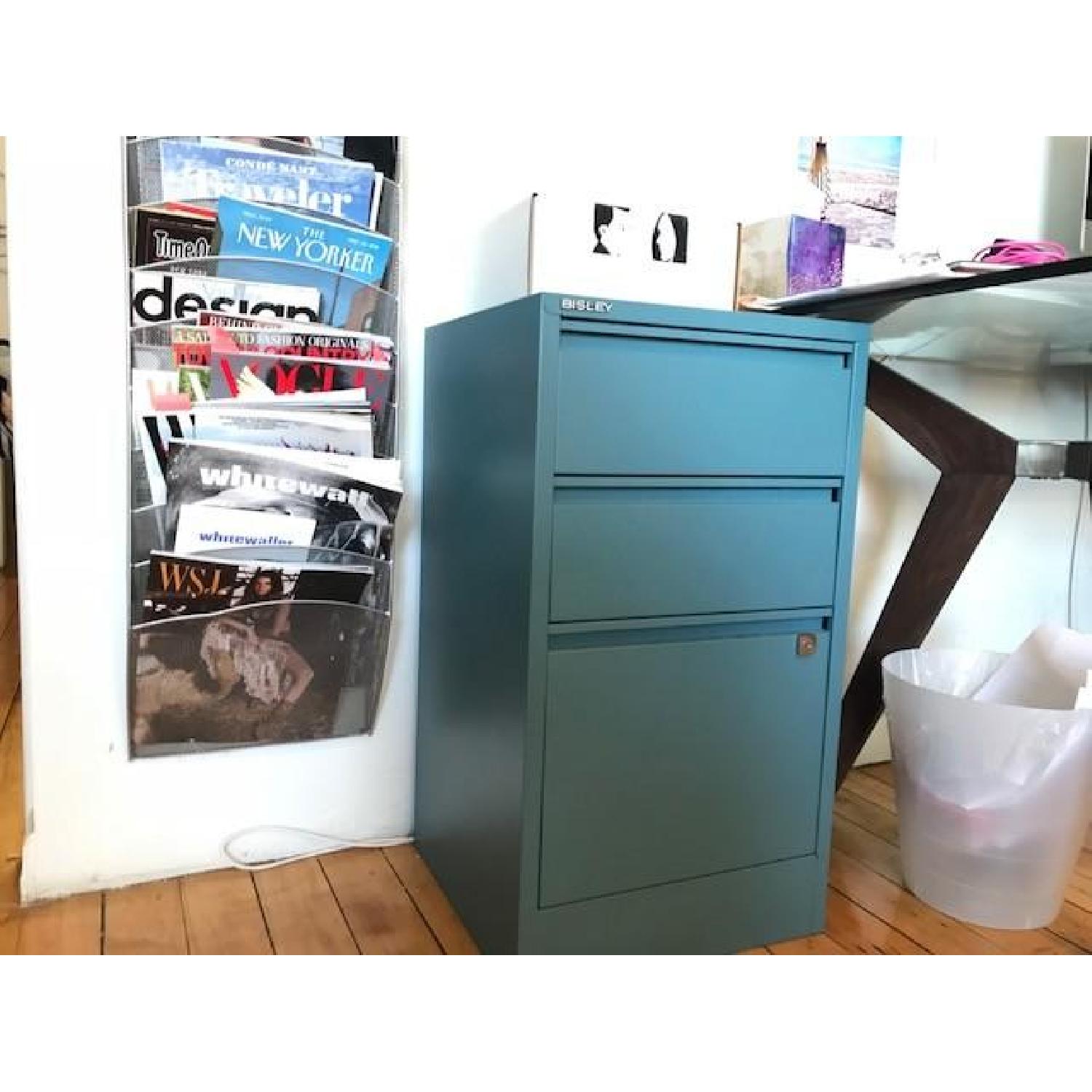 Container Store Bisley Cerulean Blue 3 Drawer Filing Cabinet - image-2