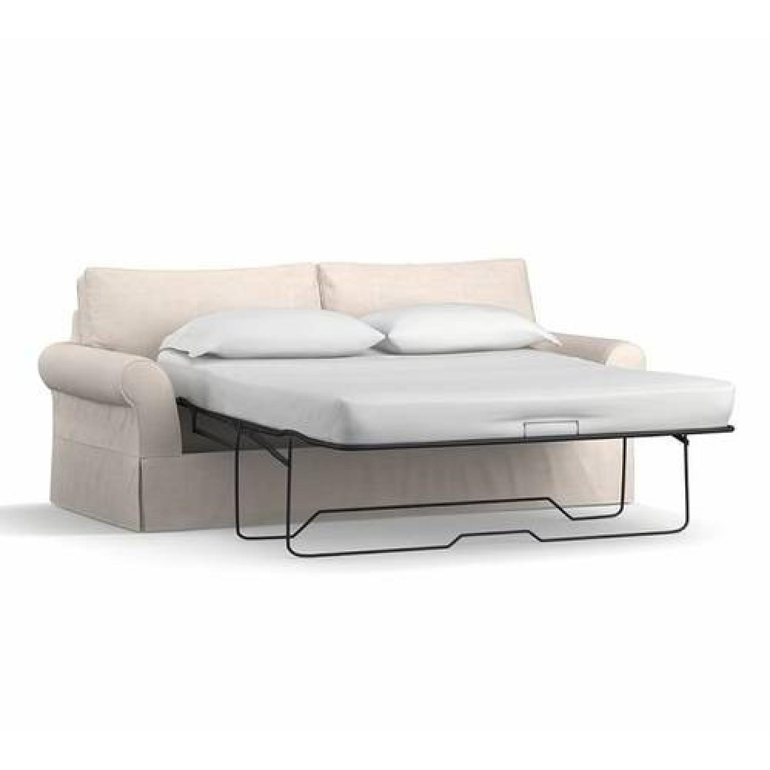 Pottery Barn Comfort Slipcovered Suede Sleeper Sofa - image-1