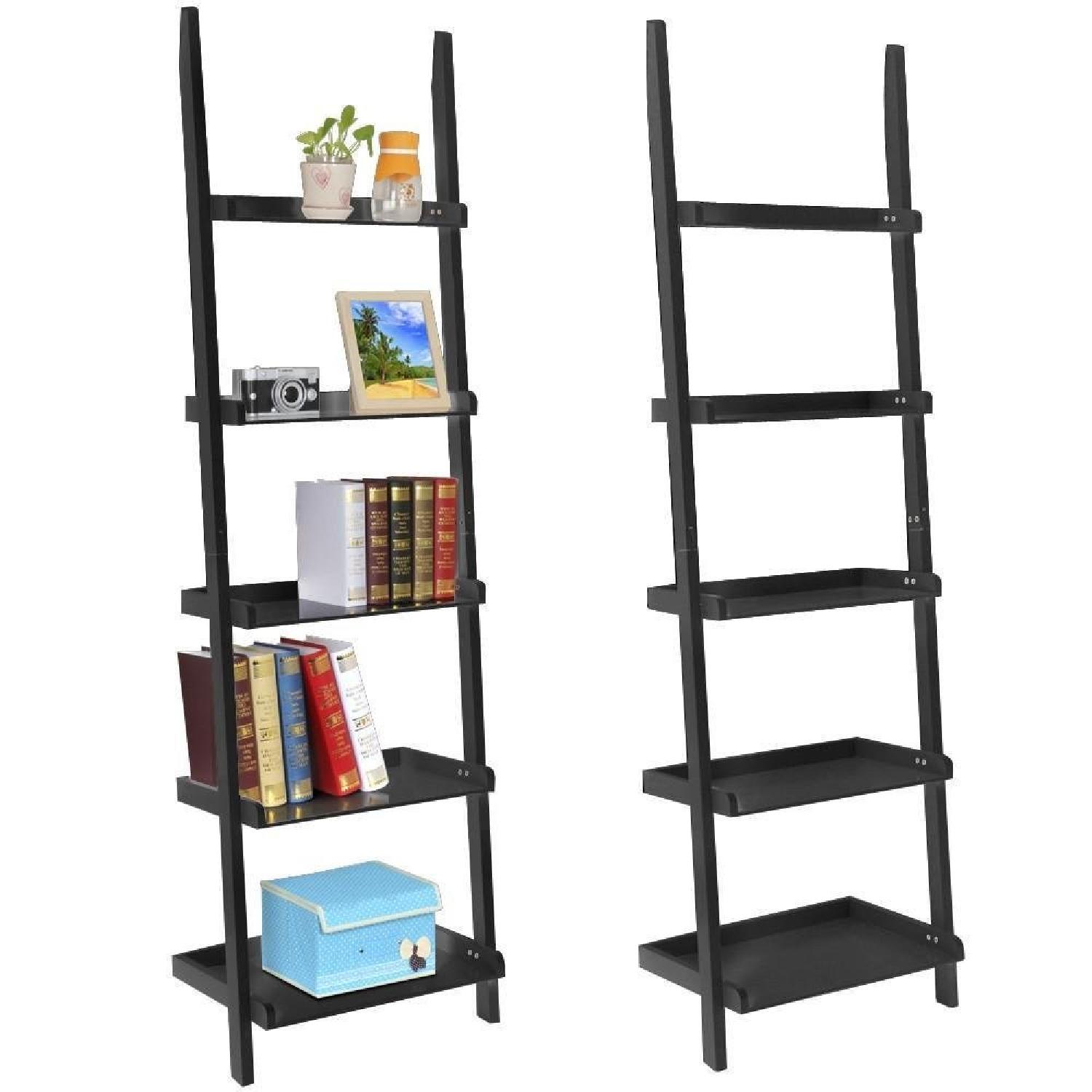 Leaning Ladder Shelves in Black - image-1