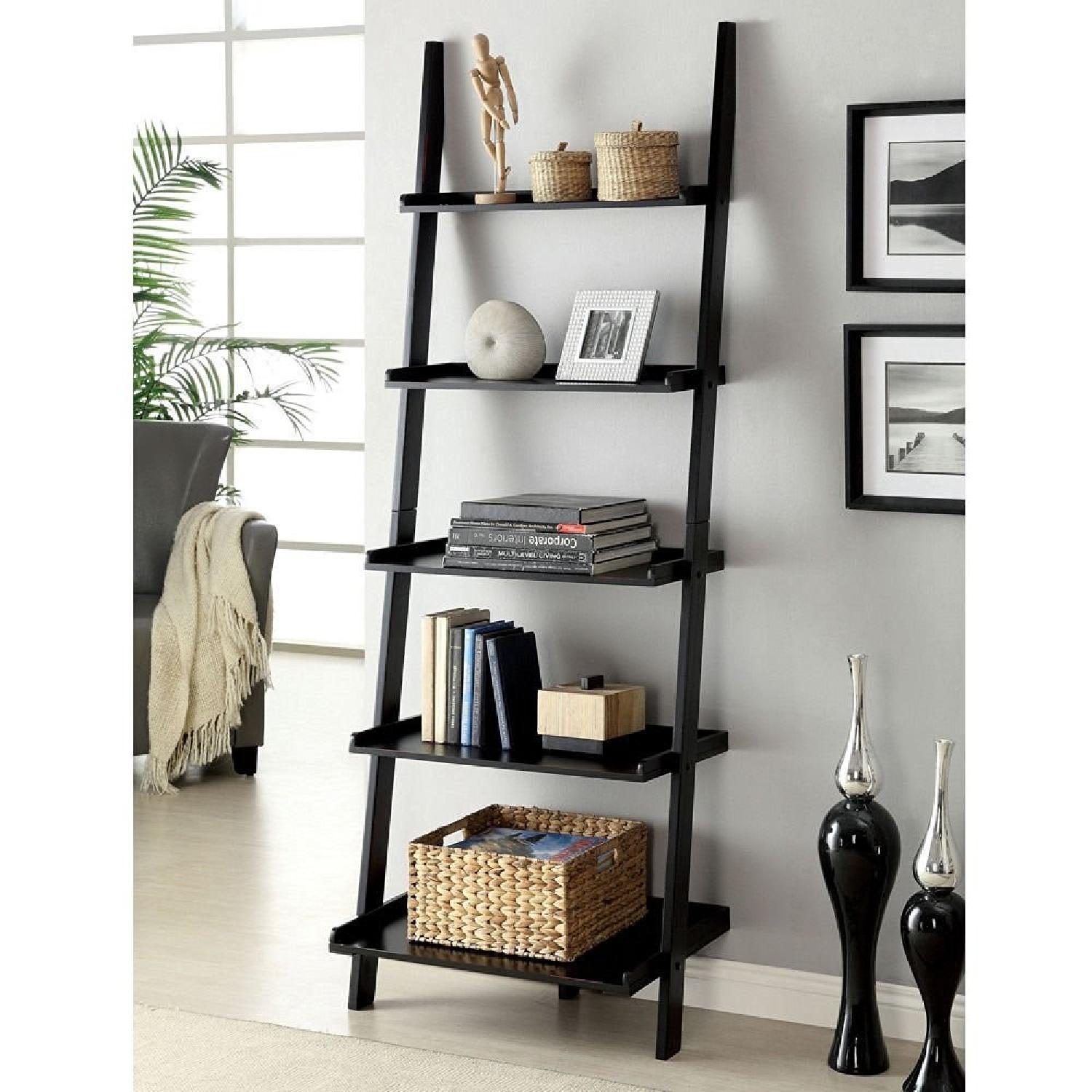 Leaning Ladder Shelves in Black - image-2
