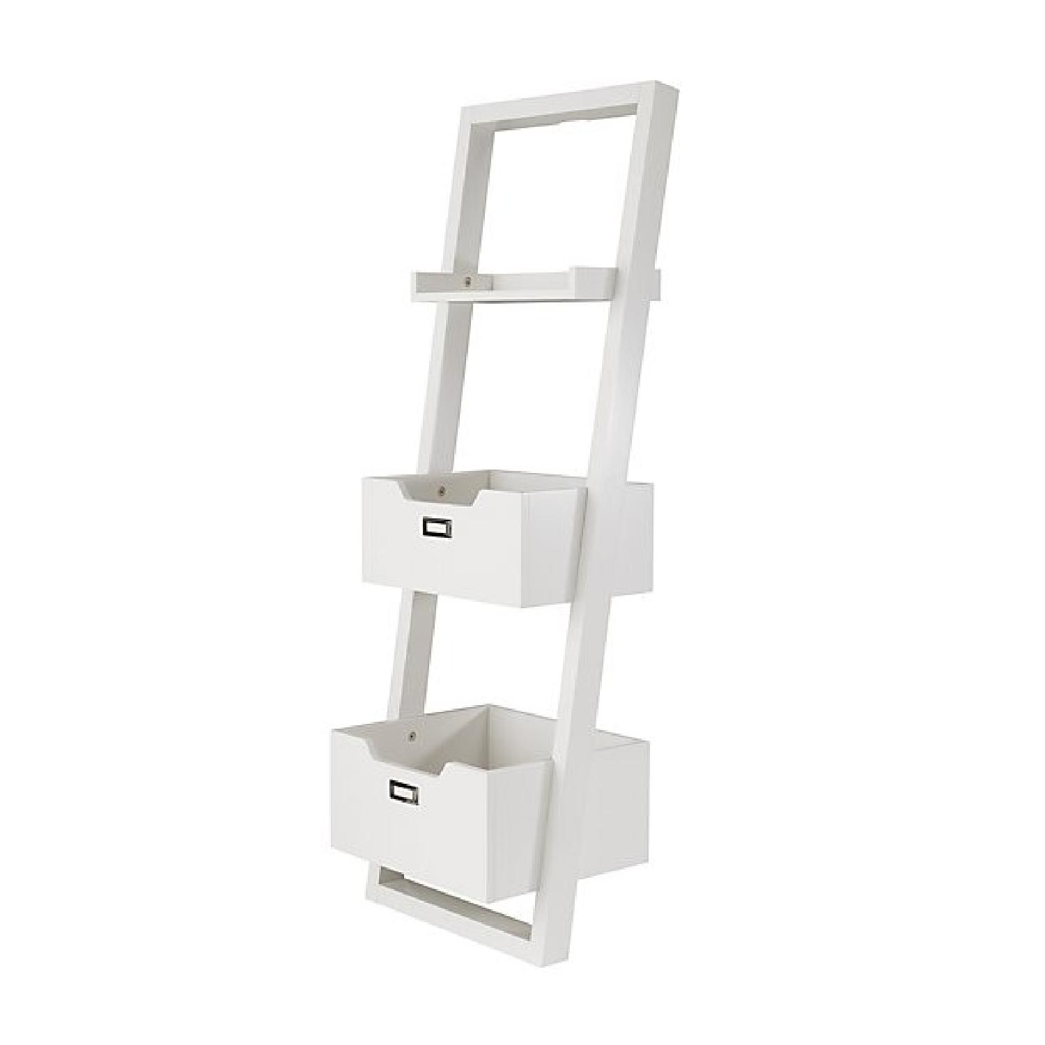 Crate & Barrel Kids Sloane White Leaning Bookcase w/ Bins - image-1