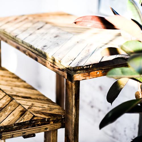Creative X Soul Handmade Chevron Torched Table w/ Bench