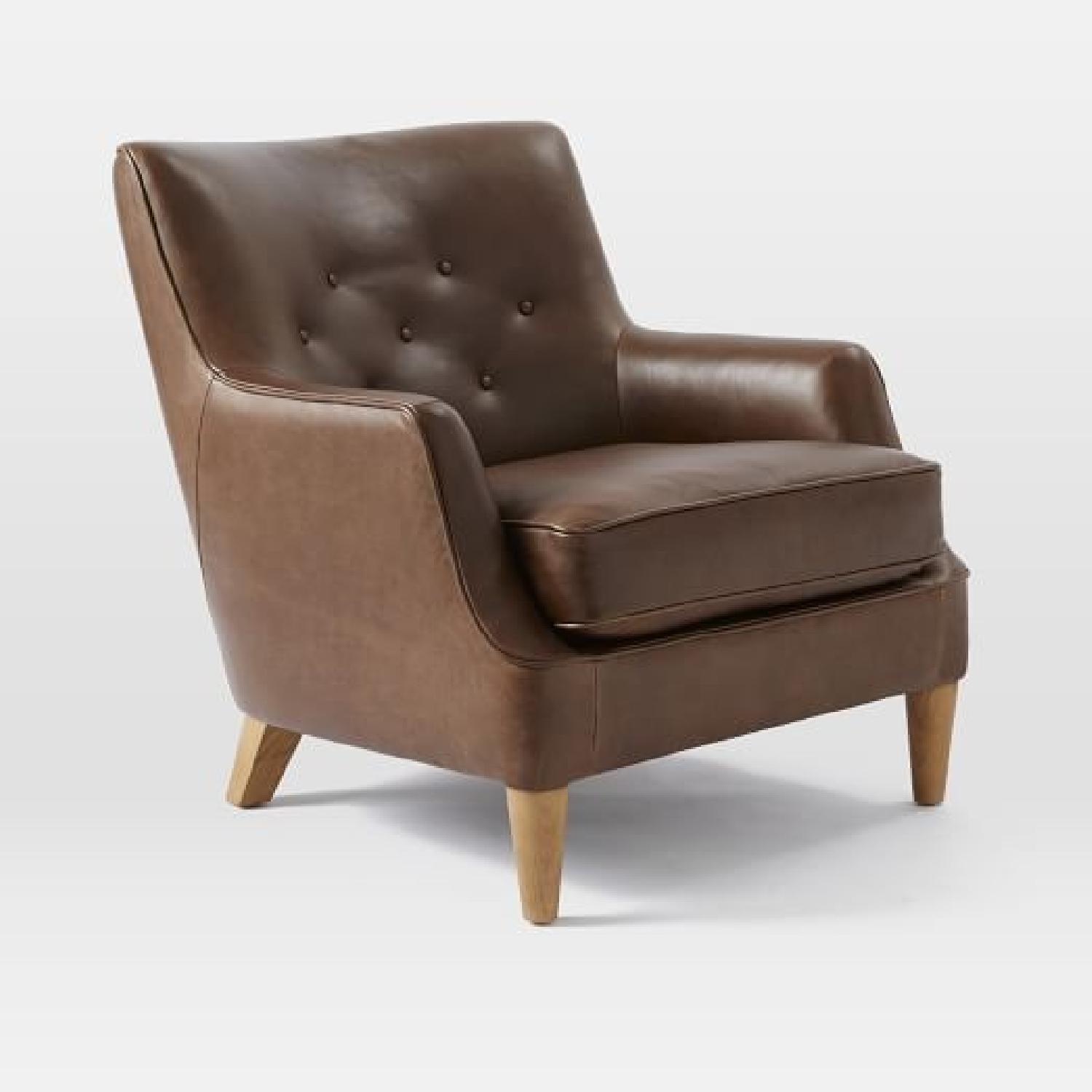 West Elm Livingston Club Chair in Brown Leather - image-0