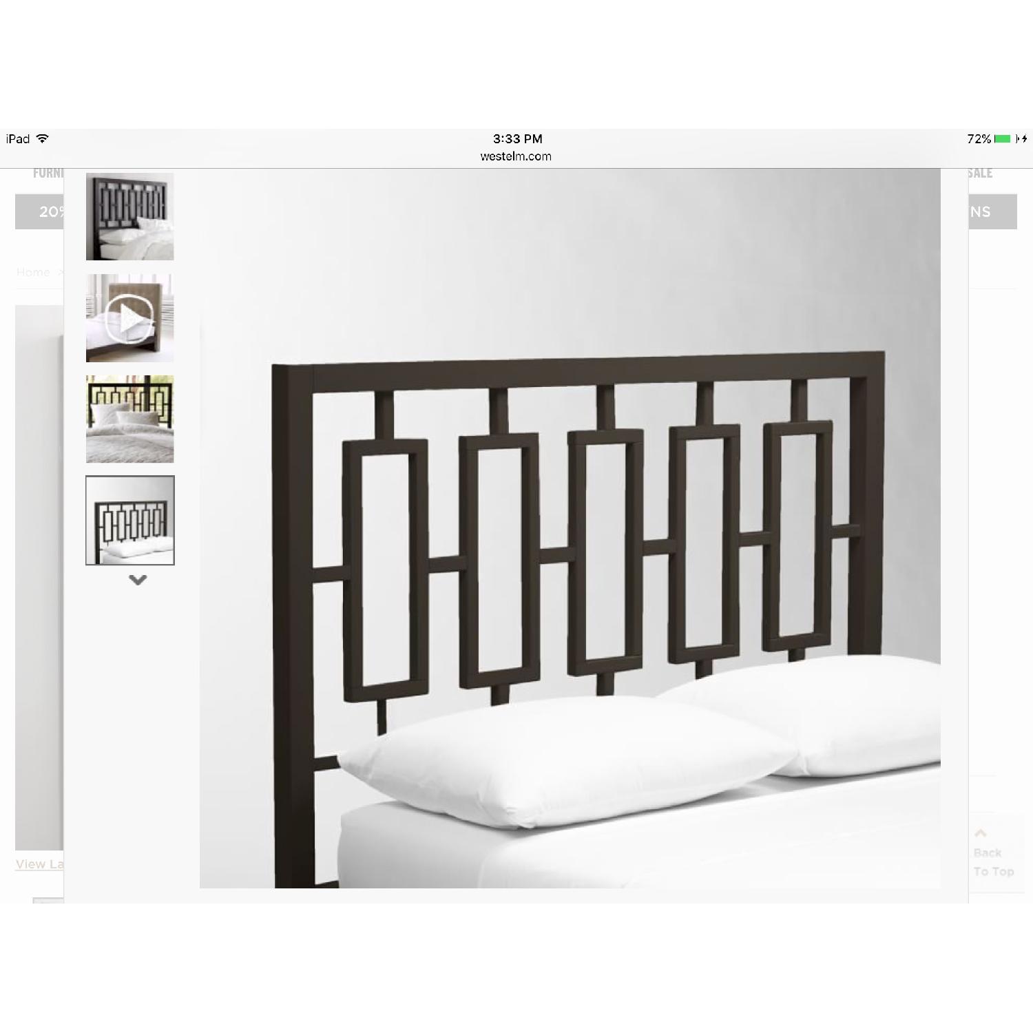 West Elm Window Bed Frame w/ Headboard in Chocolate Finish - image-1