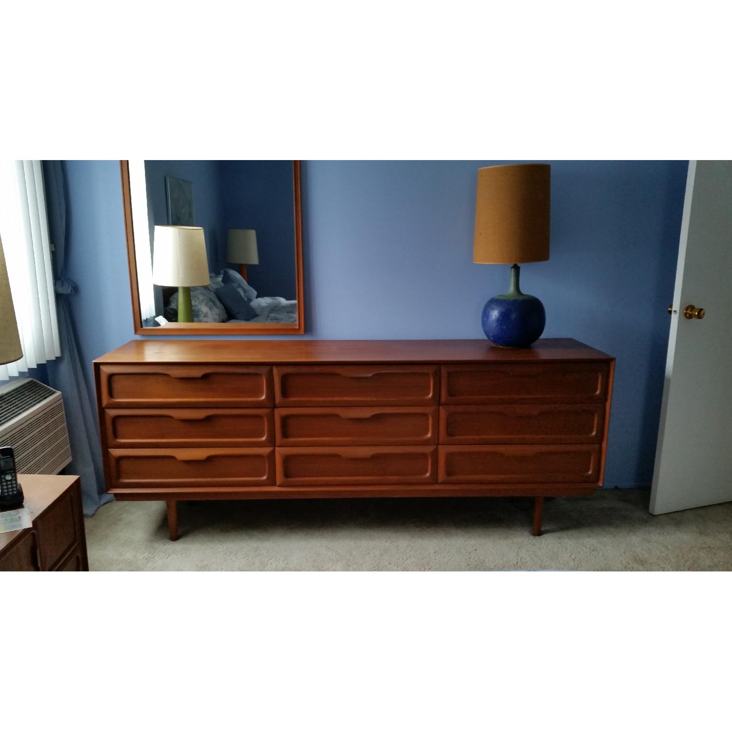 Vintage Spivack Teak Triple Dresser w/ Mirror - image-1