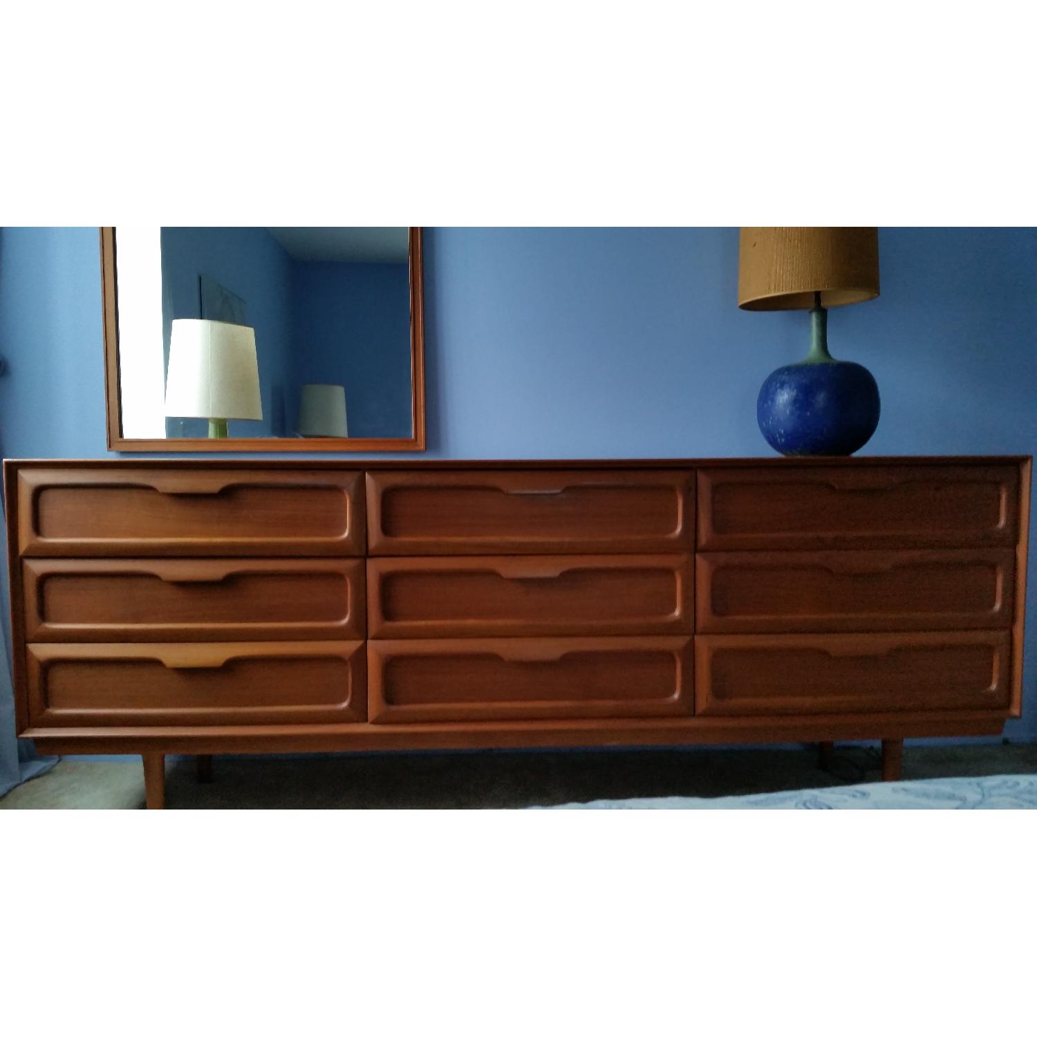 Vintage Spivack Teak Triple Dresser w/ Mirror - image-2