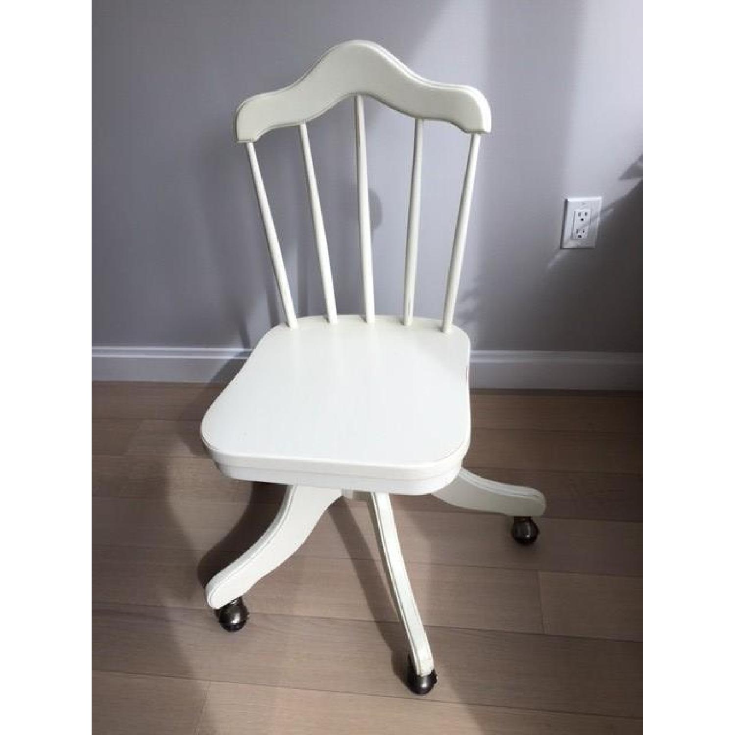 Off White Shabby Chic Wood Desk Chair - AptDeco