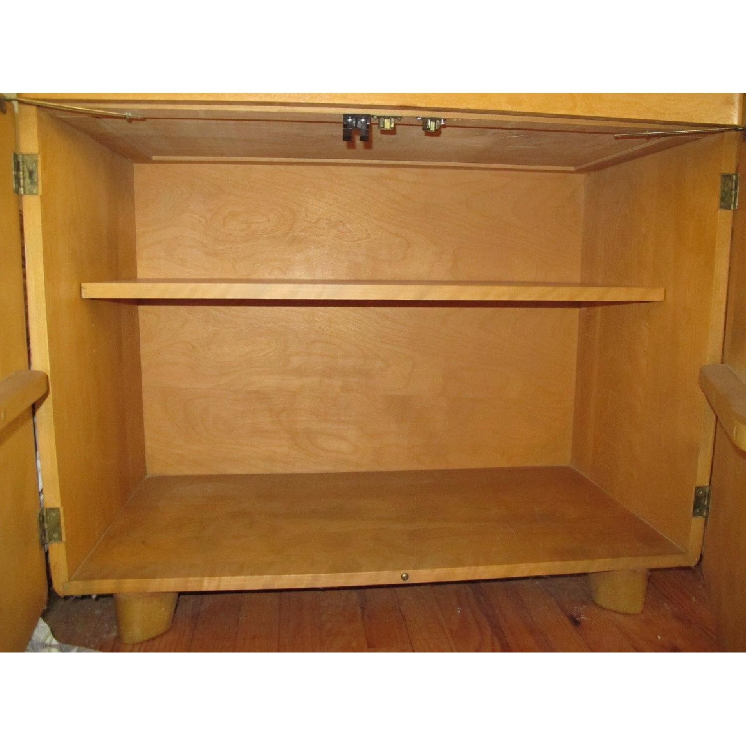 Heywood Wakefield China Cabinet Server Plate Glass Top In Wheat Aptdeco