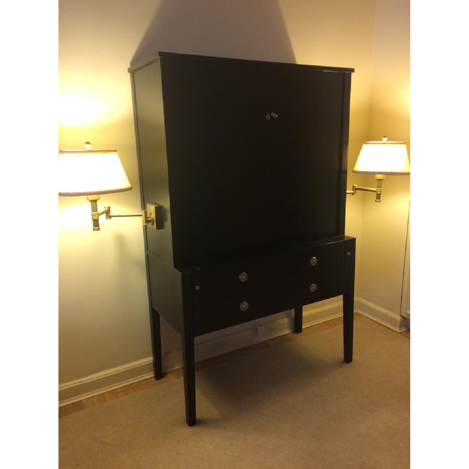 Williams Sonoma Davis Secretary Desk w/ Attached Brass Sconce Lights - image-2