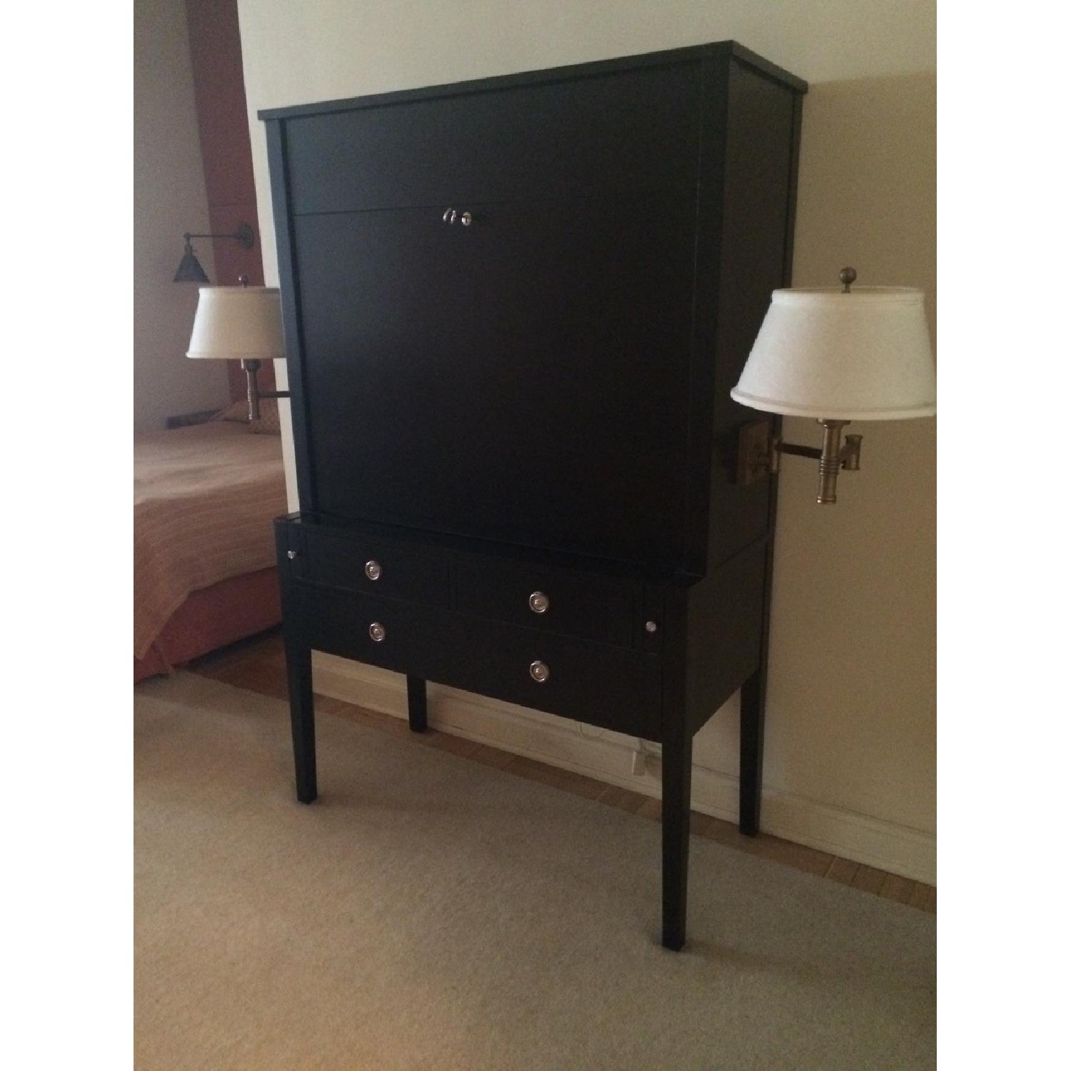 Williams Sonoma Davis Secretary Desk w/ Attached Brass Sconce Lights - image-3