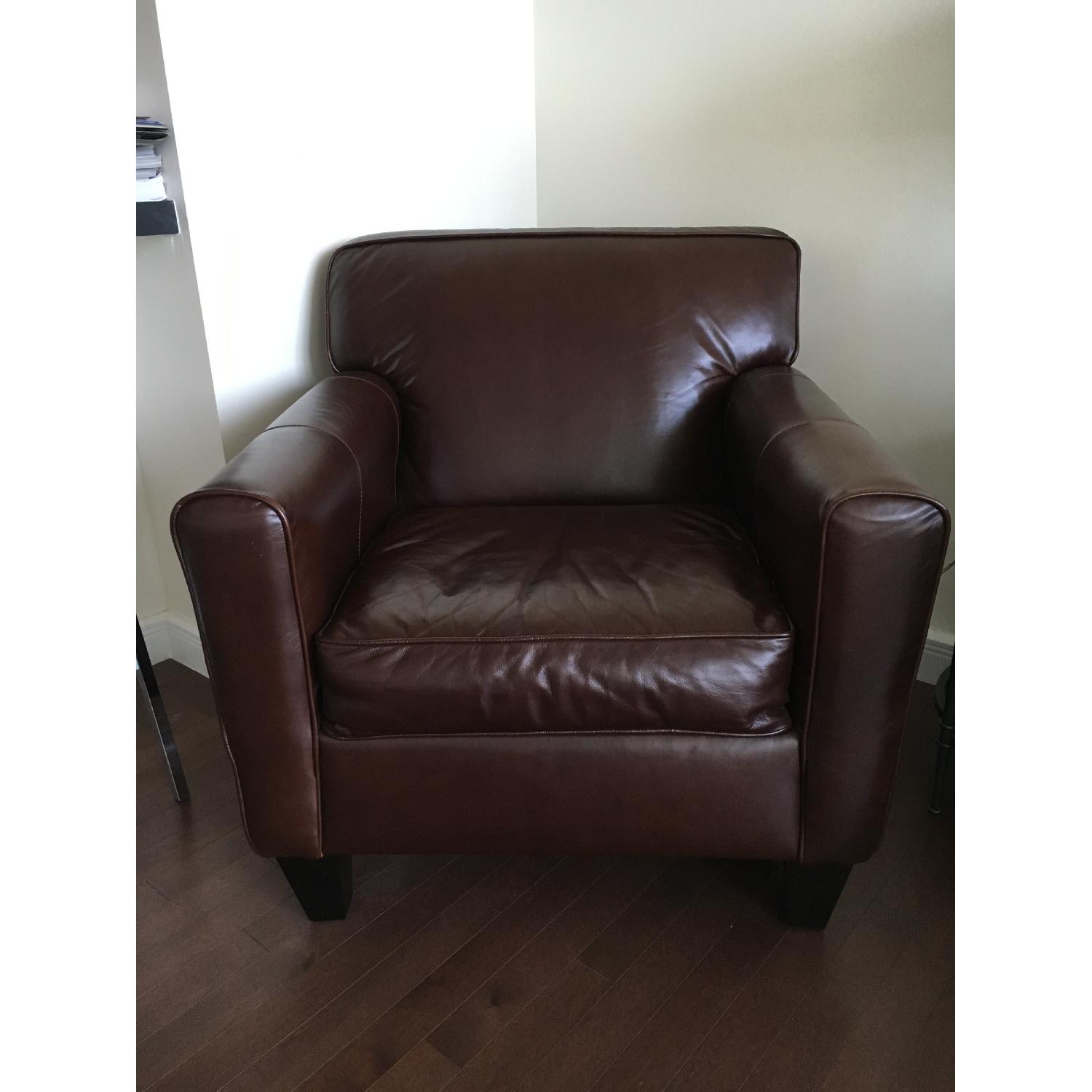 Boston Interiors Leather Chair & Ottoman - image-2