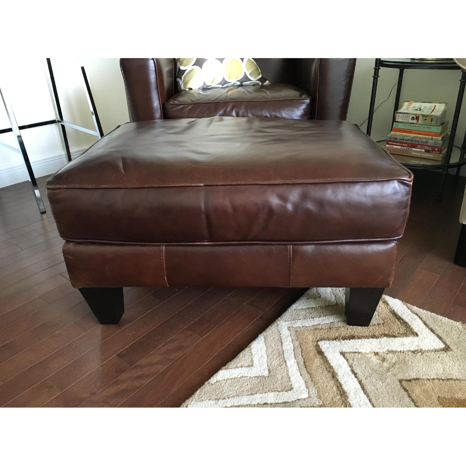 Boston Interiors Leather Chair & Ottoman - image-4