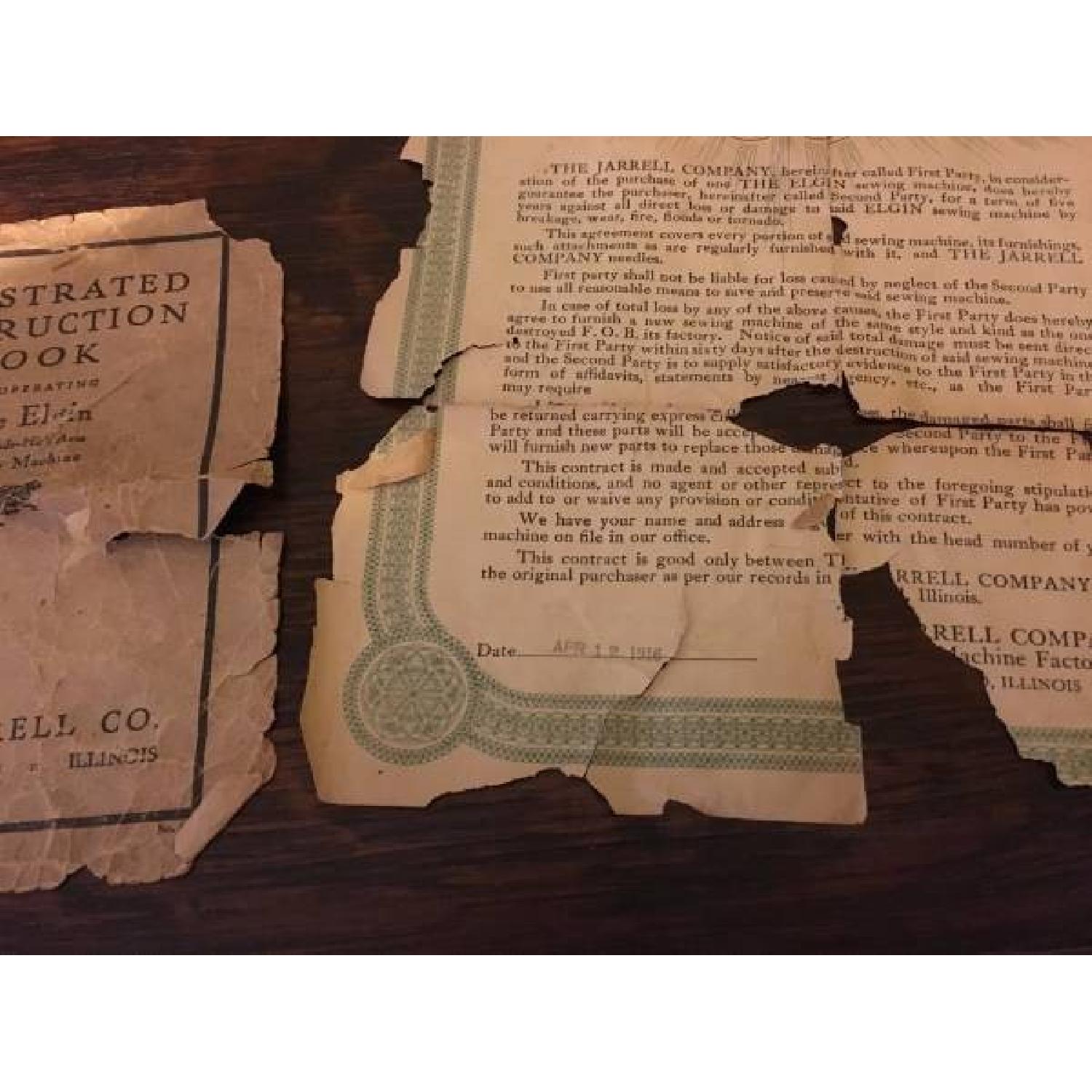 Antique 1916 Elgin Sewing Machine Table w/ Cast Iron Base - image-4