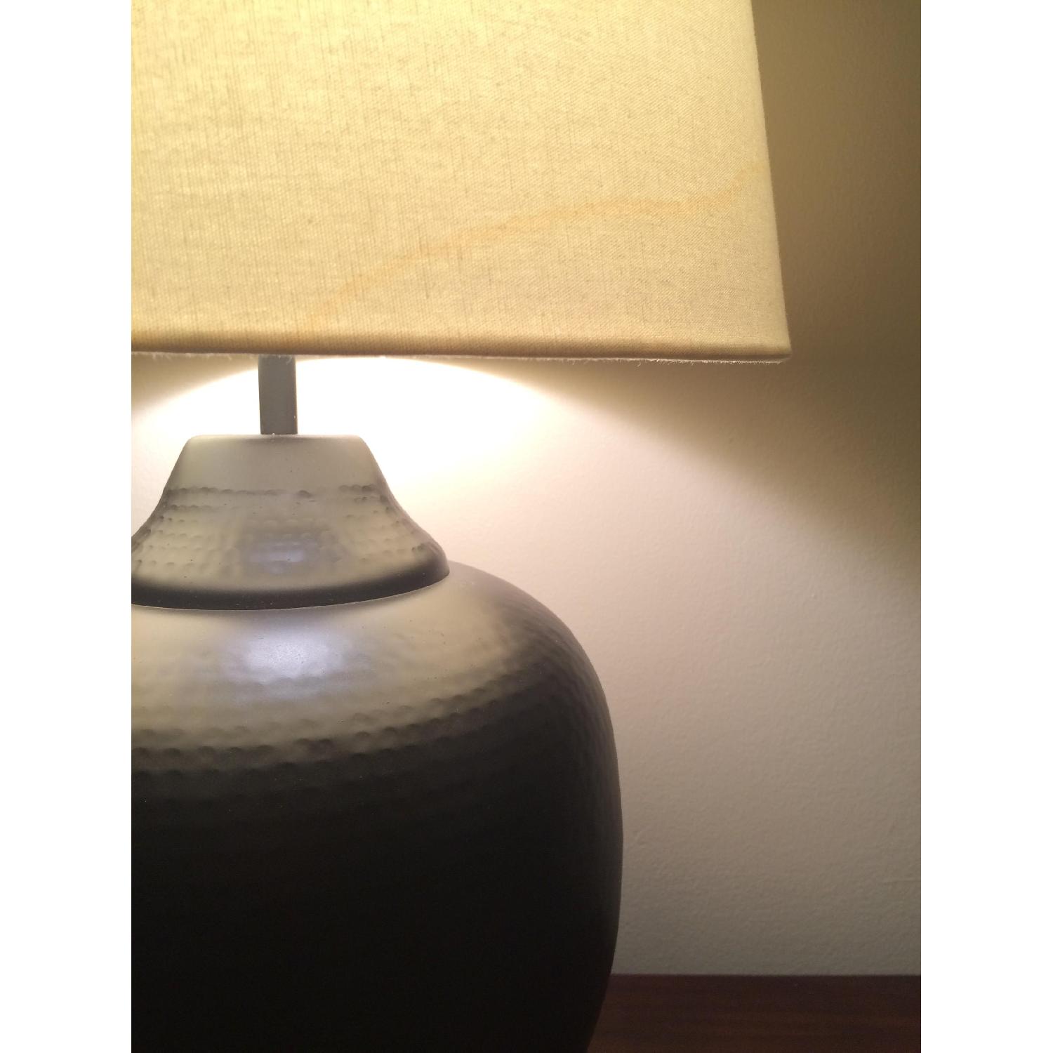 Hammered Metal Table Lamp w/ Fabric Shade - image-1
