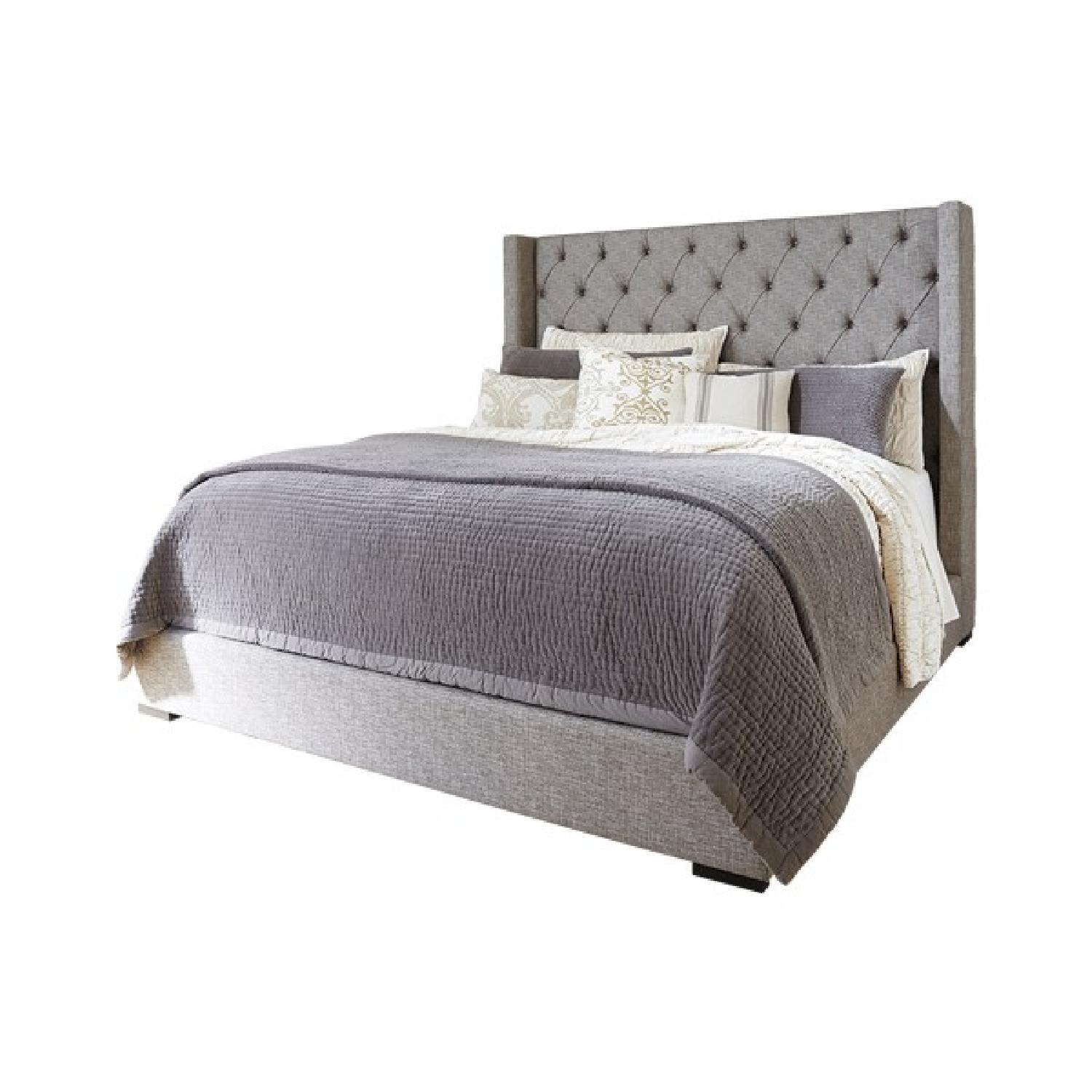 Ashley's Grey Upholstered Tufted Sorinella Queen Bed - image-1