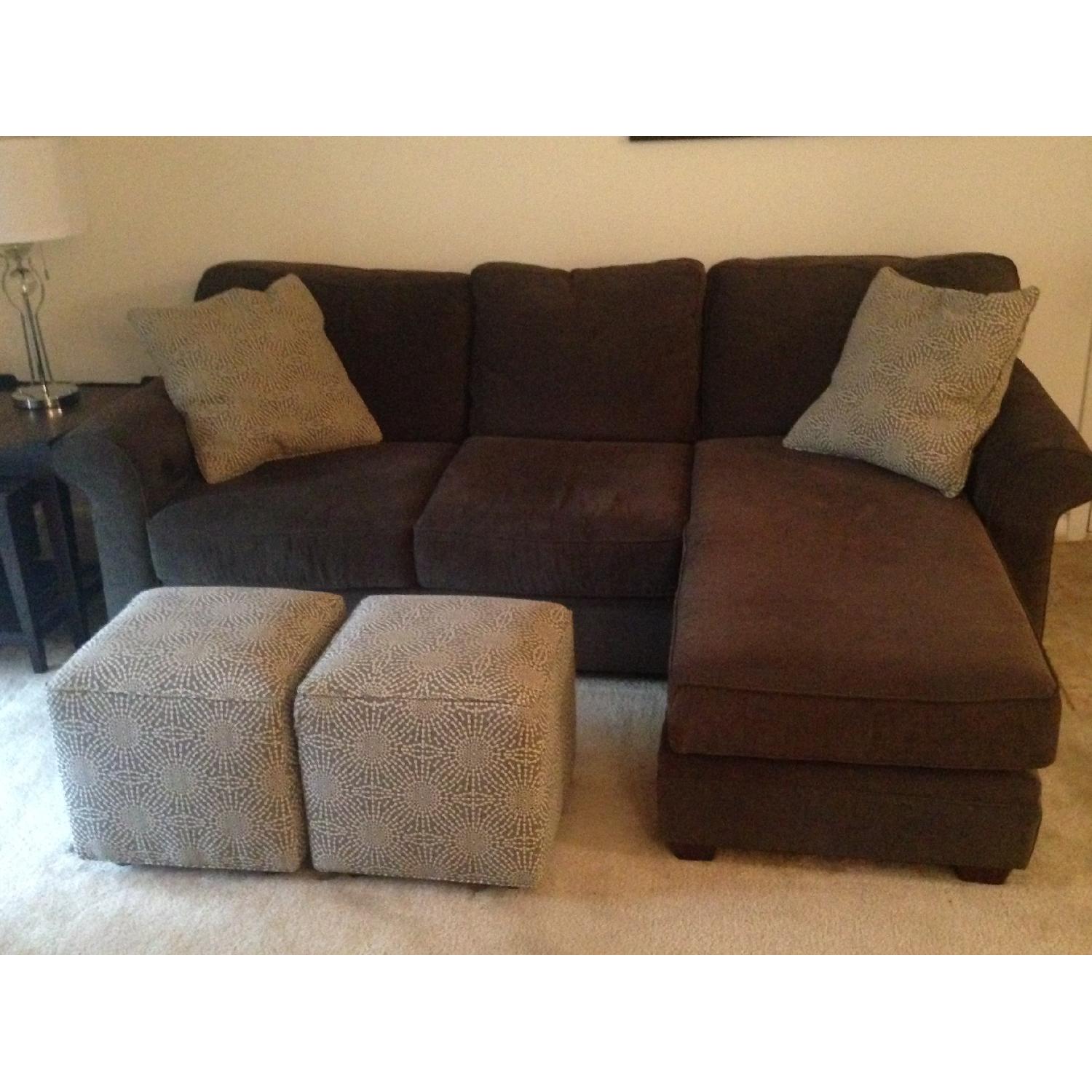 Havertys Kara Chaise Sectional w/ 2 Cube Ottomans - image-1