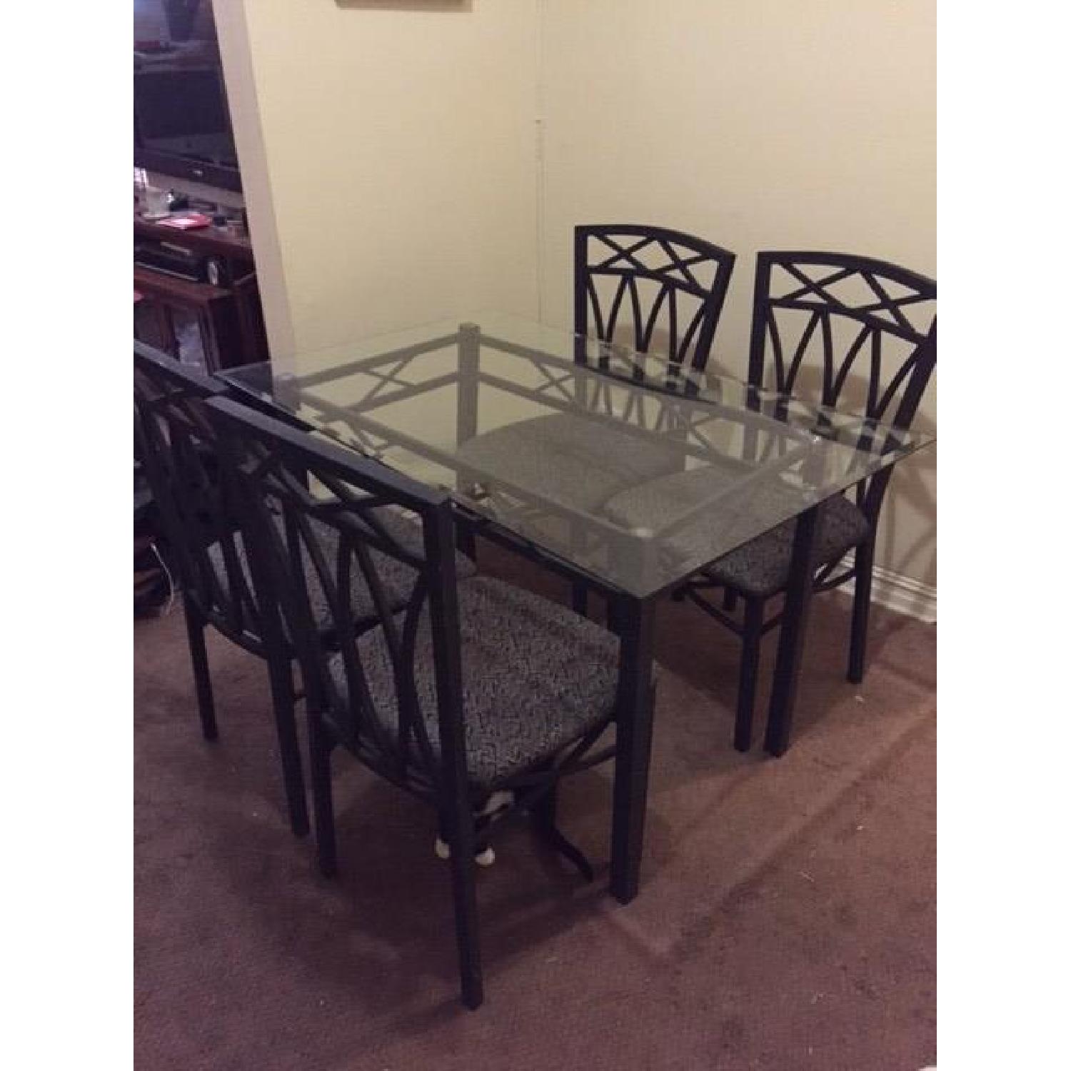 Glass & Metal Dining Table w/ 4 Chairs - image-1