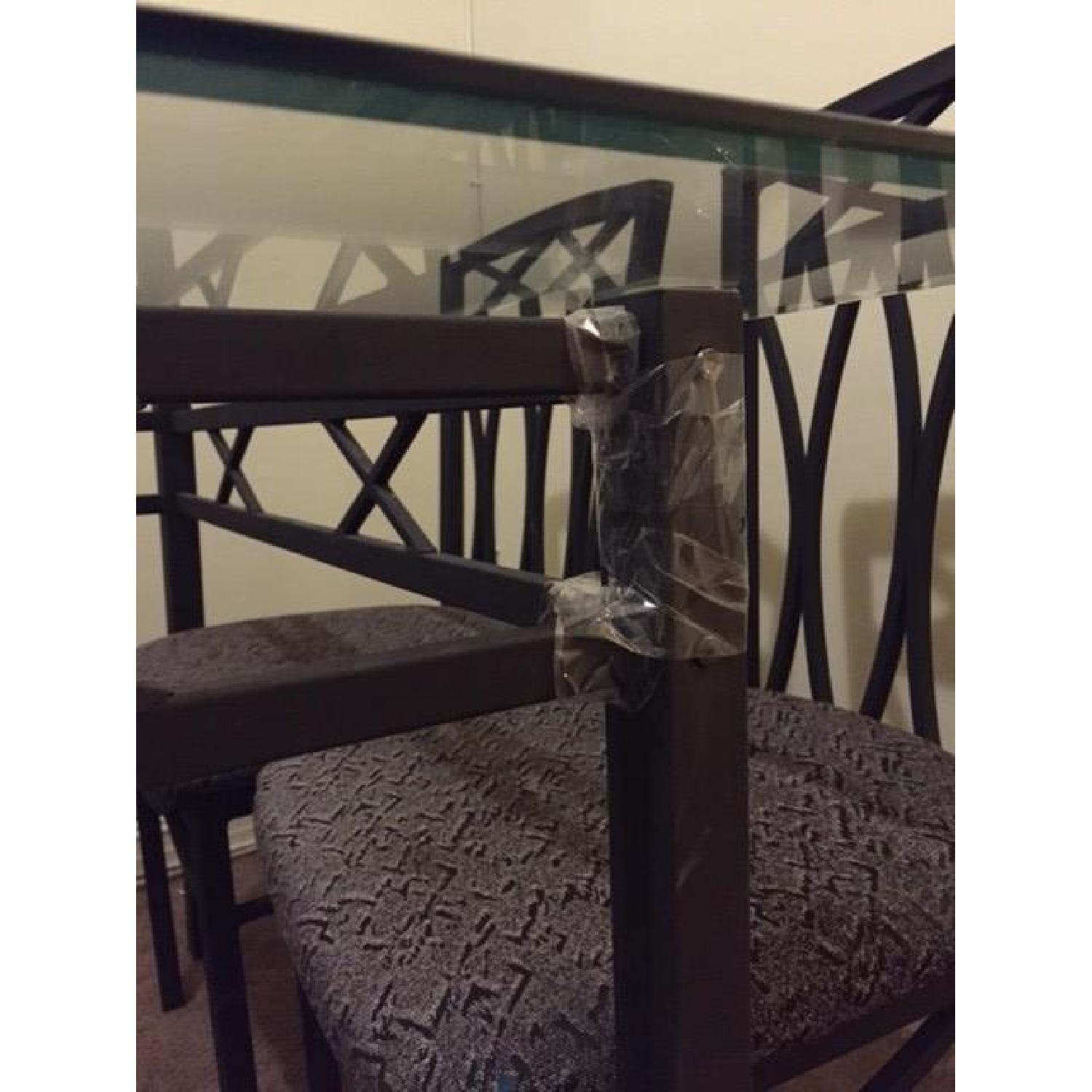 Glass & Metal Dining Table w/ 4 Chairs - image-4
