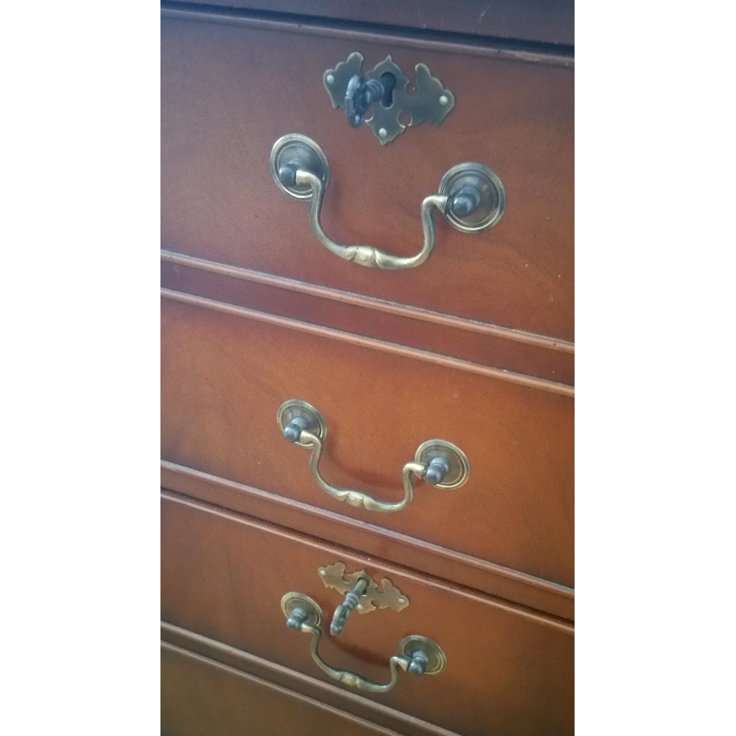 Antique Leather Topped Filing w/ 2 Locking Drawers AptDeco