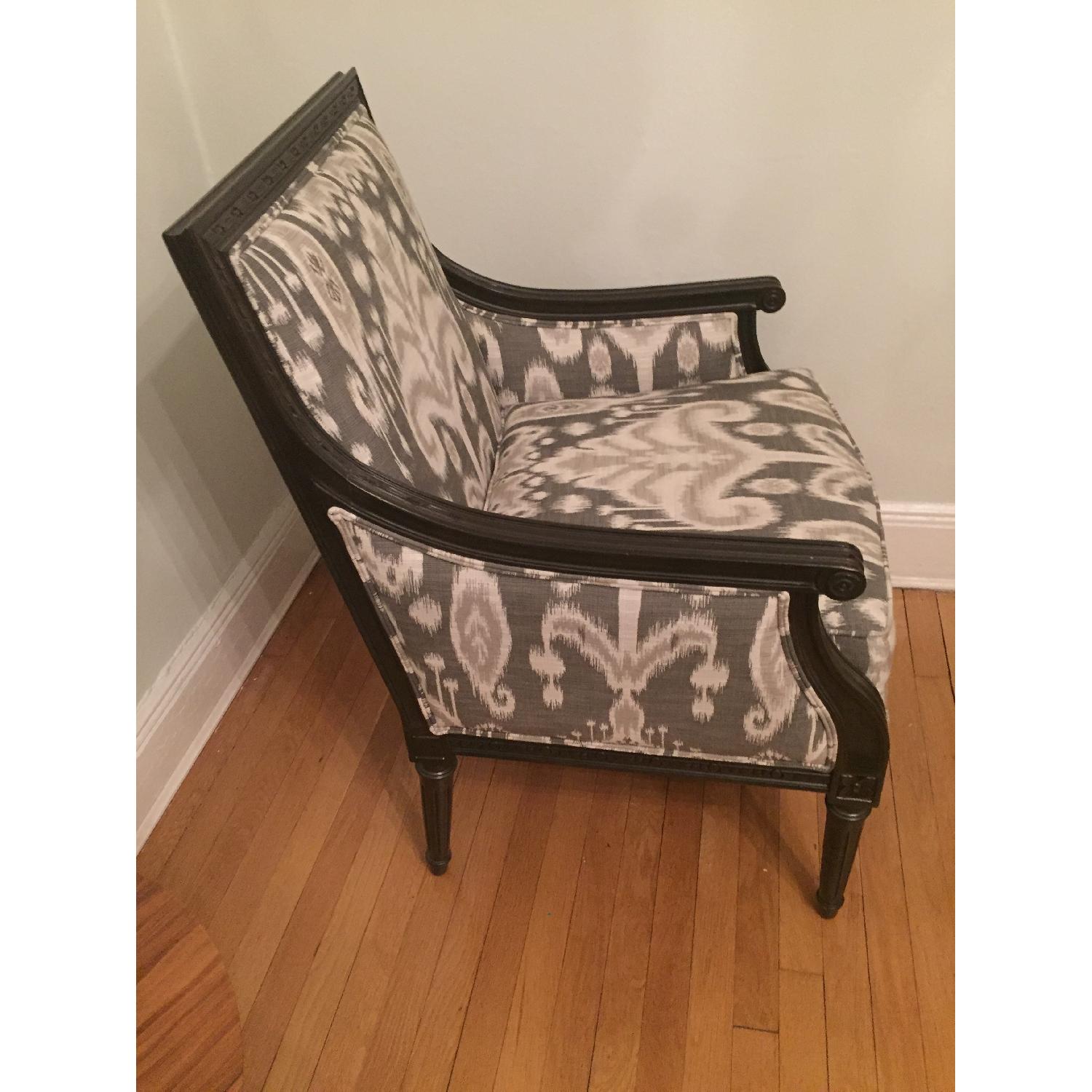 Ethan Allan Grey Ikat Patterned Arm Chair - image-2