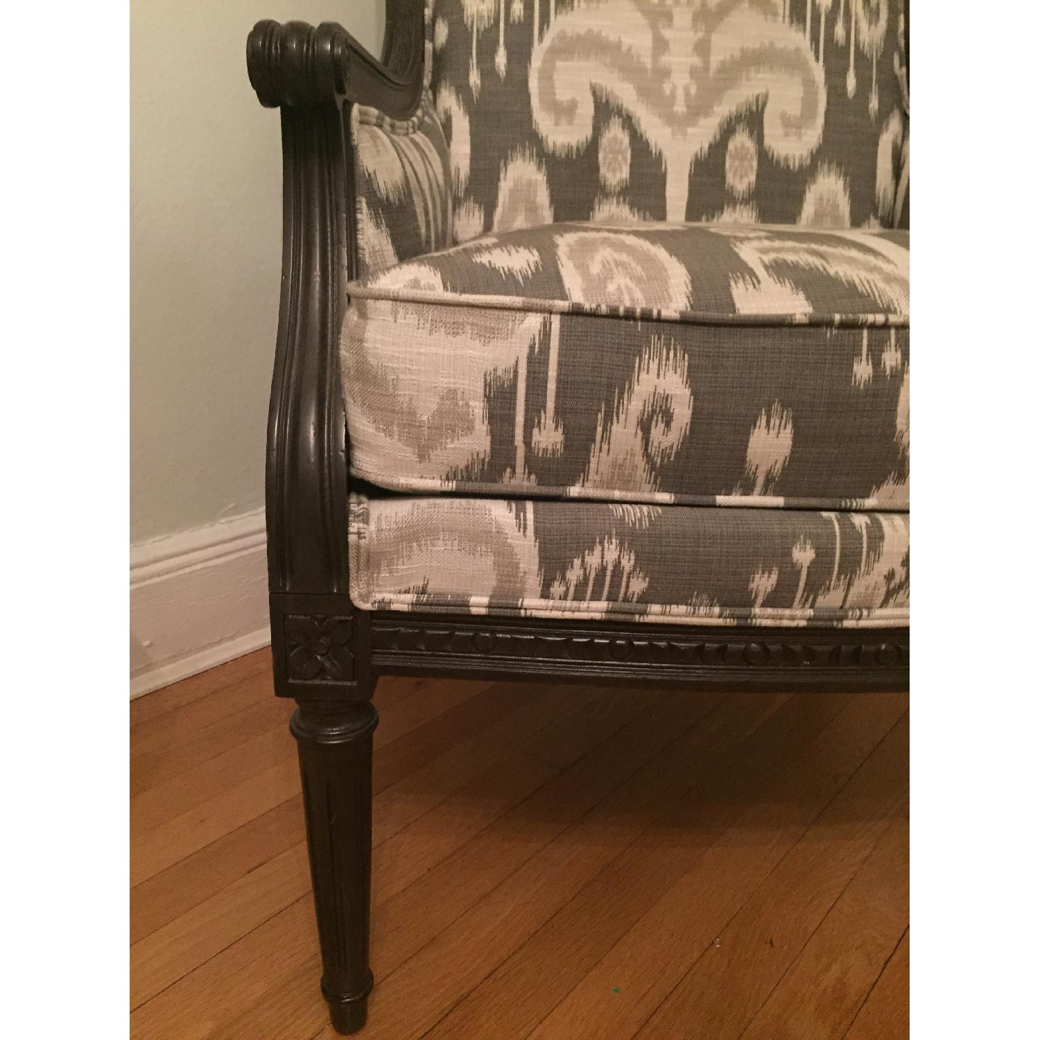 Ethan Allan Grey Ikat Patterned Arm Chair - image-5