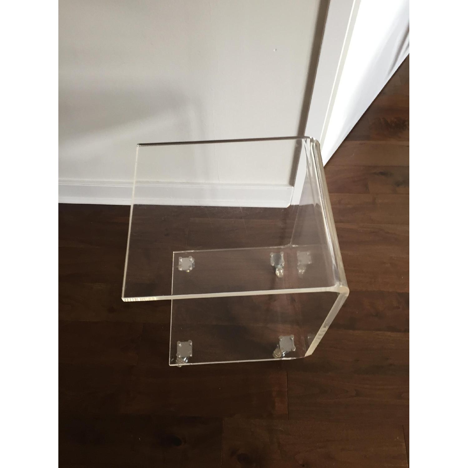 CB2 Acrylic C Table on Wheels - image-1