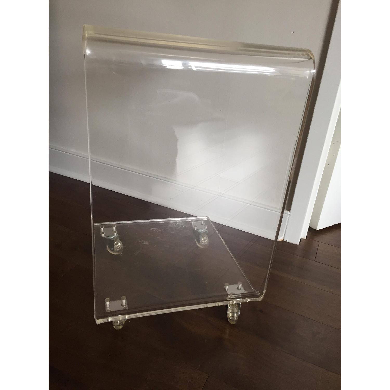 CB2 Acrylic C Table on Wheels - image-2