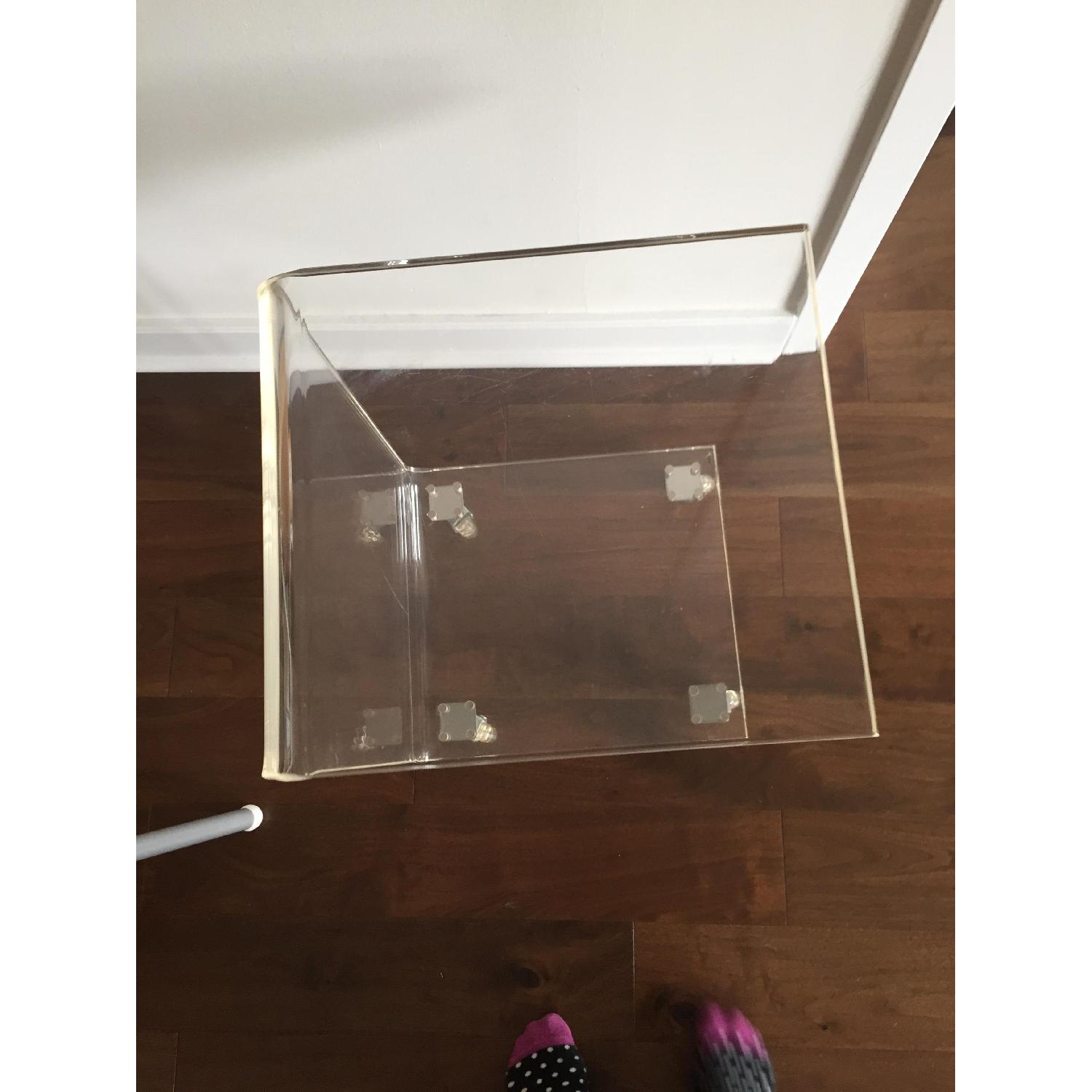 CB2 Acrylic C Table on Wheels - image-3