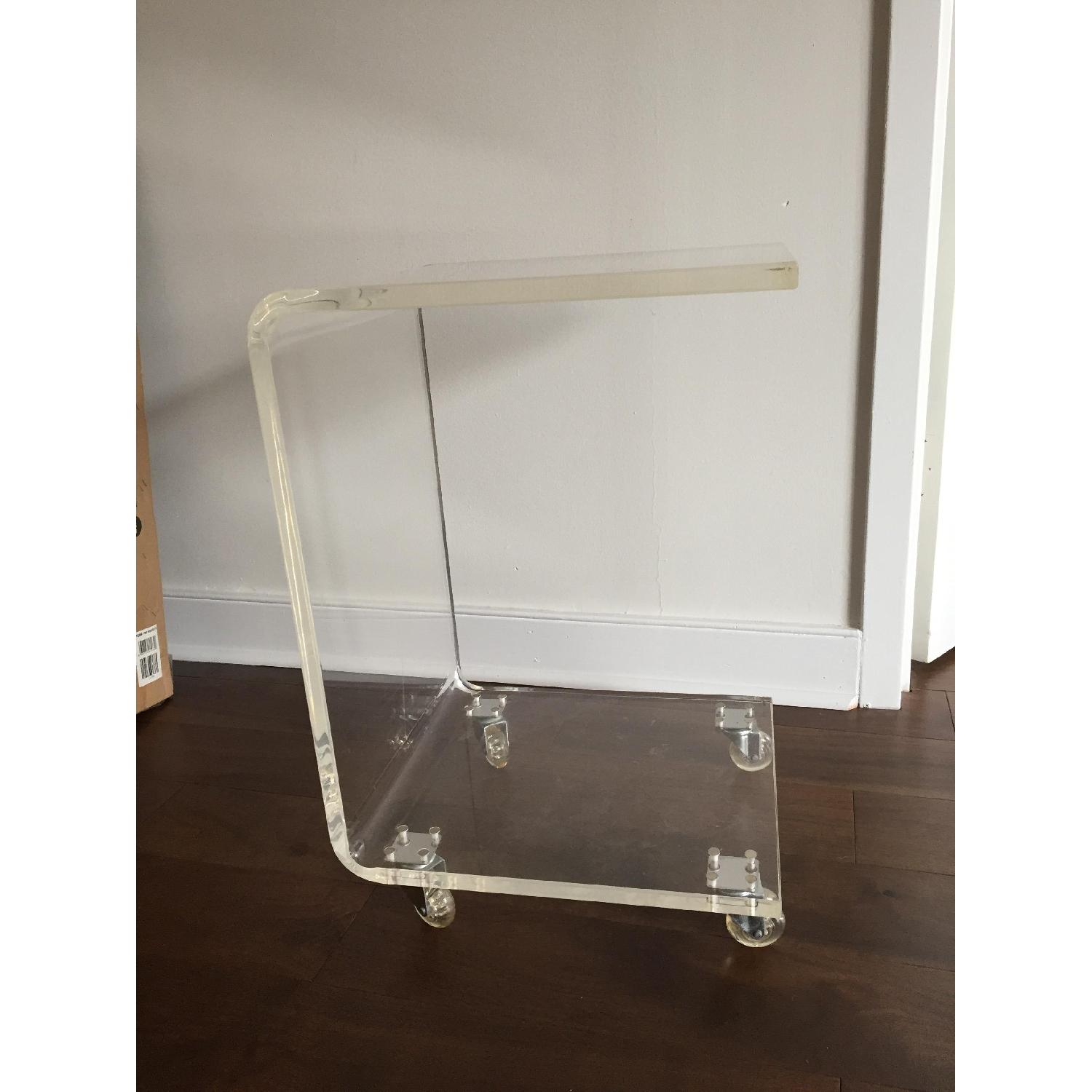 CB2 Acrylic C Table on Wheels - image-4
