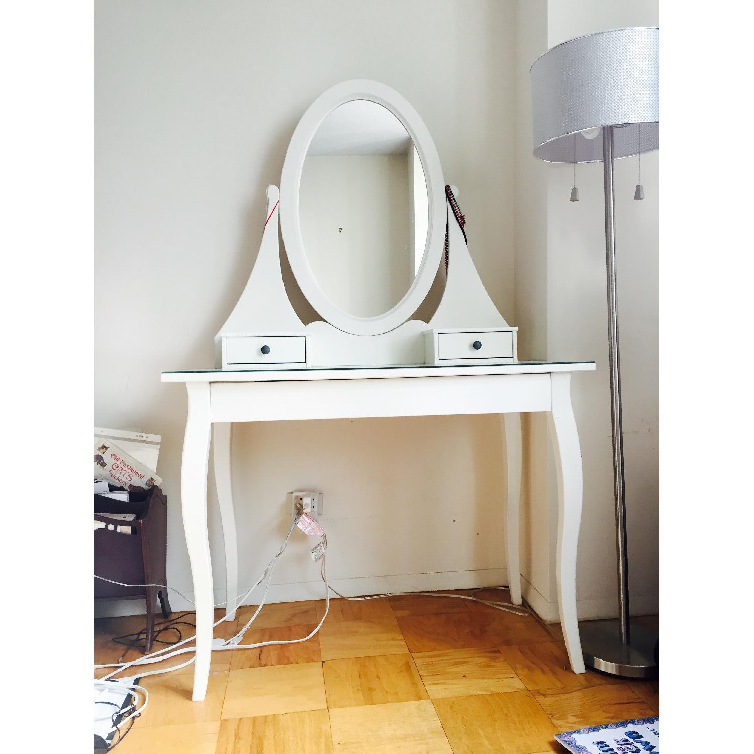 Ikea Hemnes White Dressing Table w/ Mirror - image-1