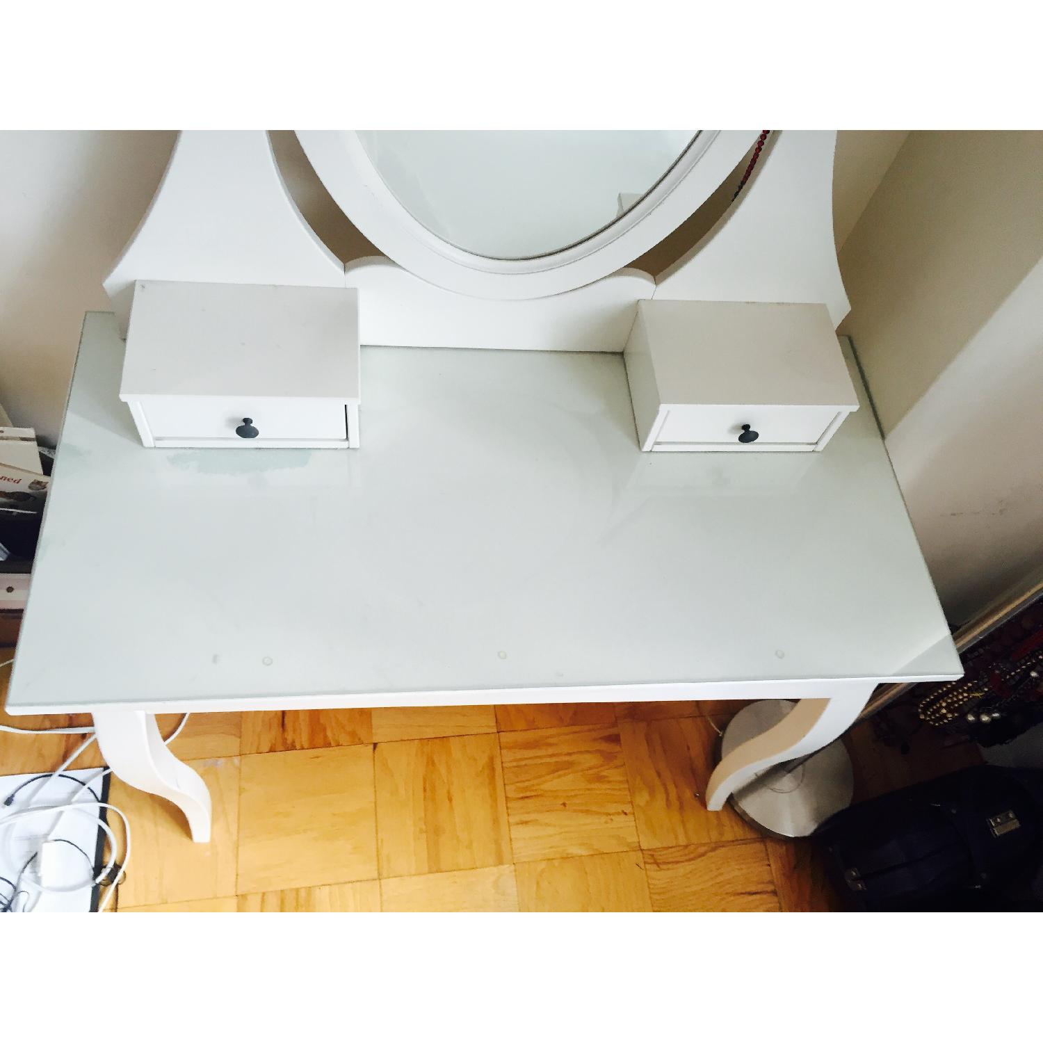 Ikea Hemnes White Dressing Table w/ Mirror - image-3