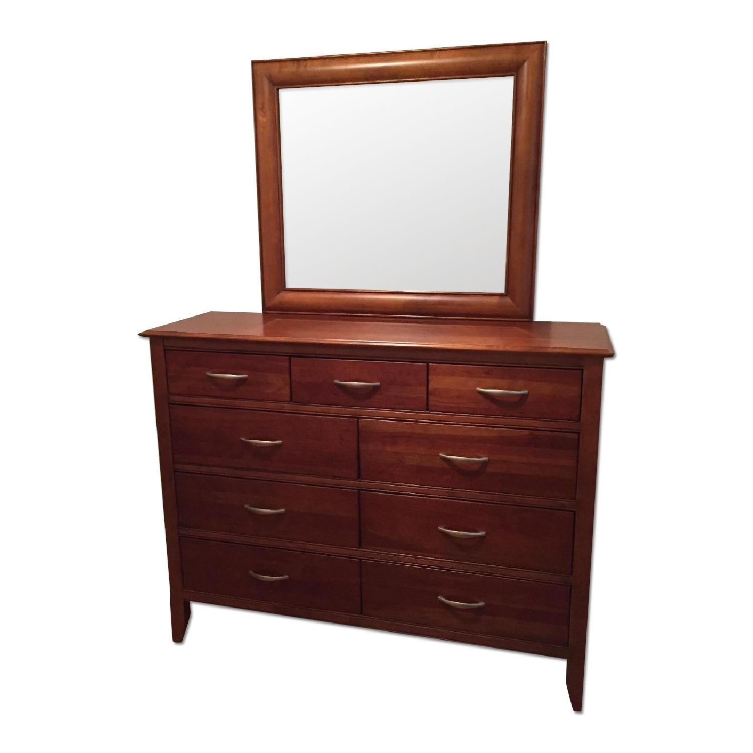 Bassett Cherry Dresser w/ Mirror AptDeco